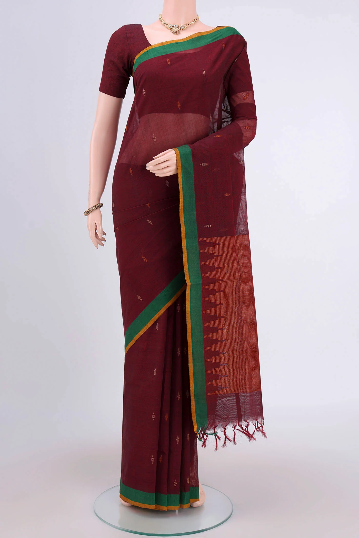 Maroon Coimbatore Cotton Saree