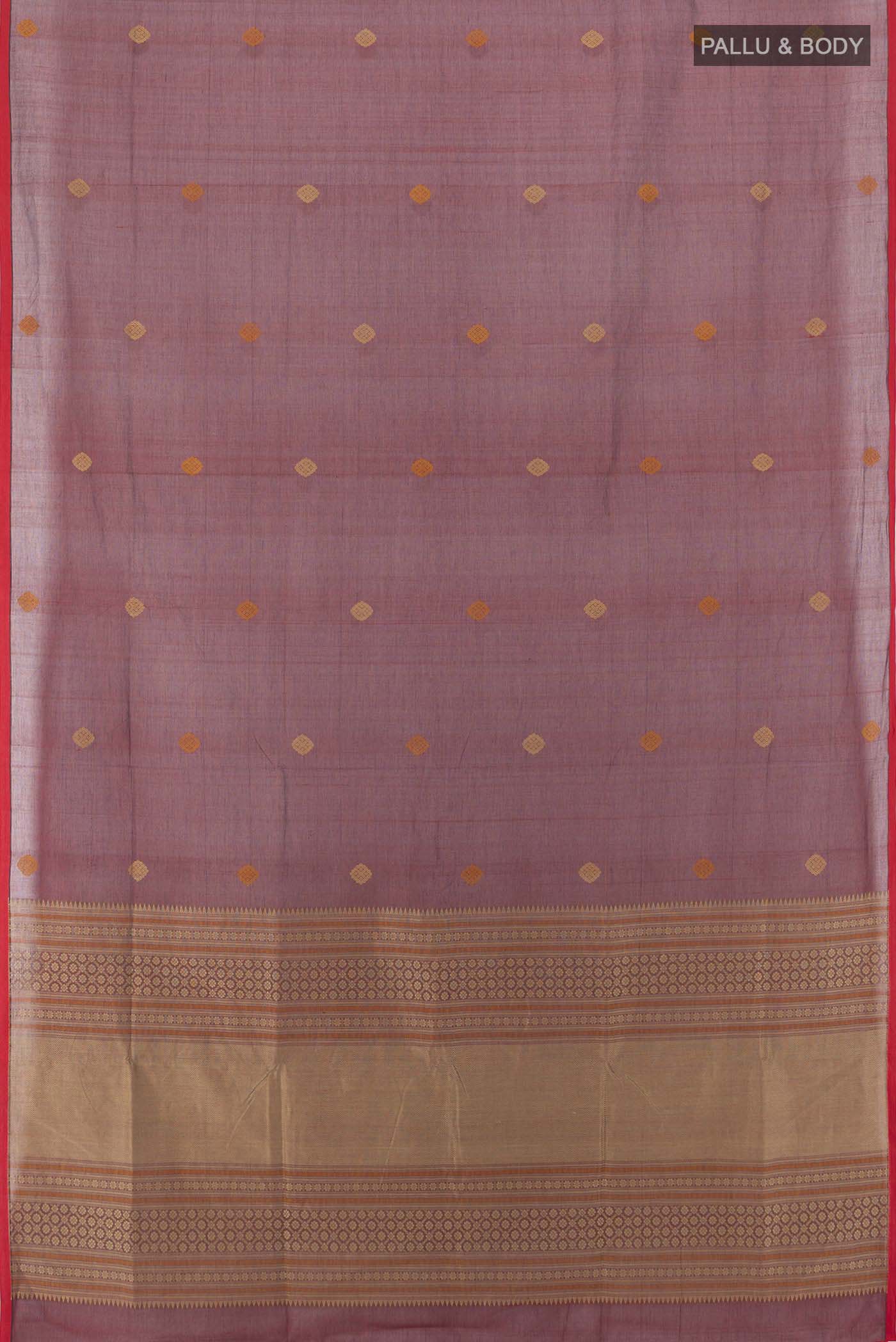 Maroon Coimbatore Cotton Saree - Image 5