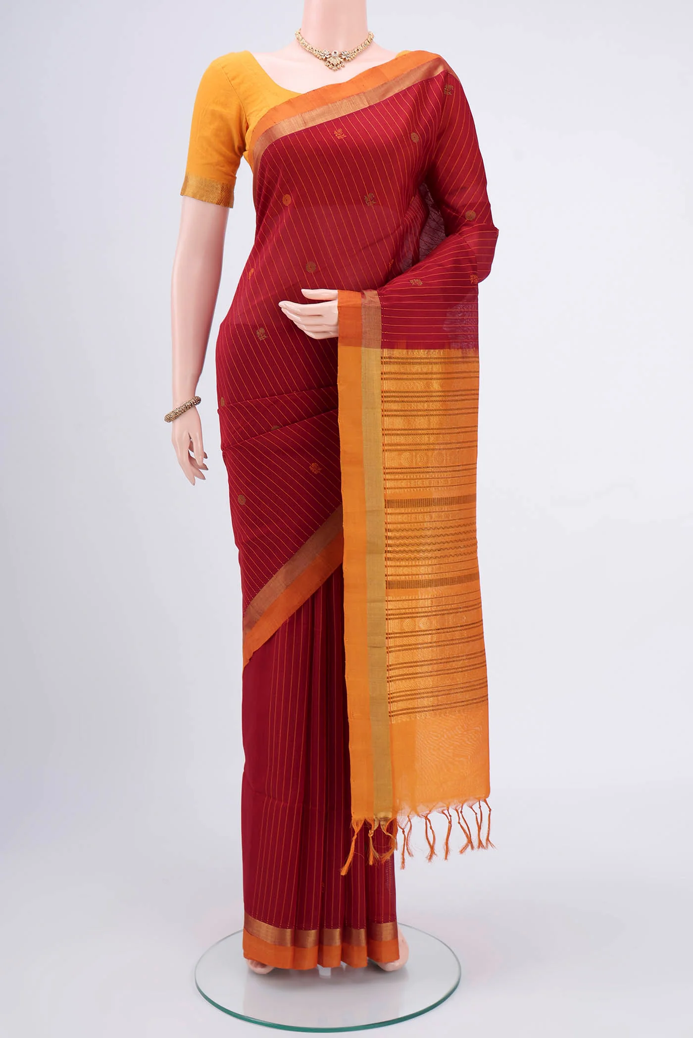 Maroon Coimbatore Silk Cotton Saree
