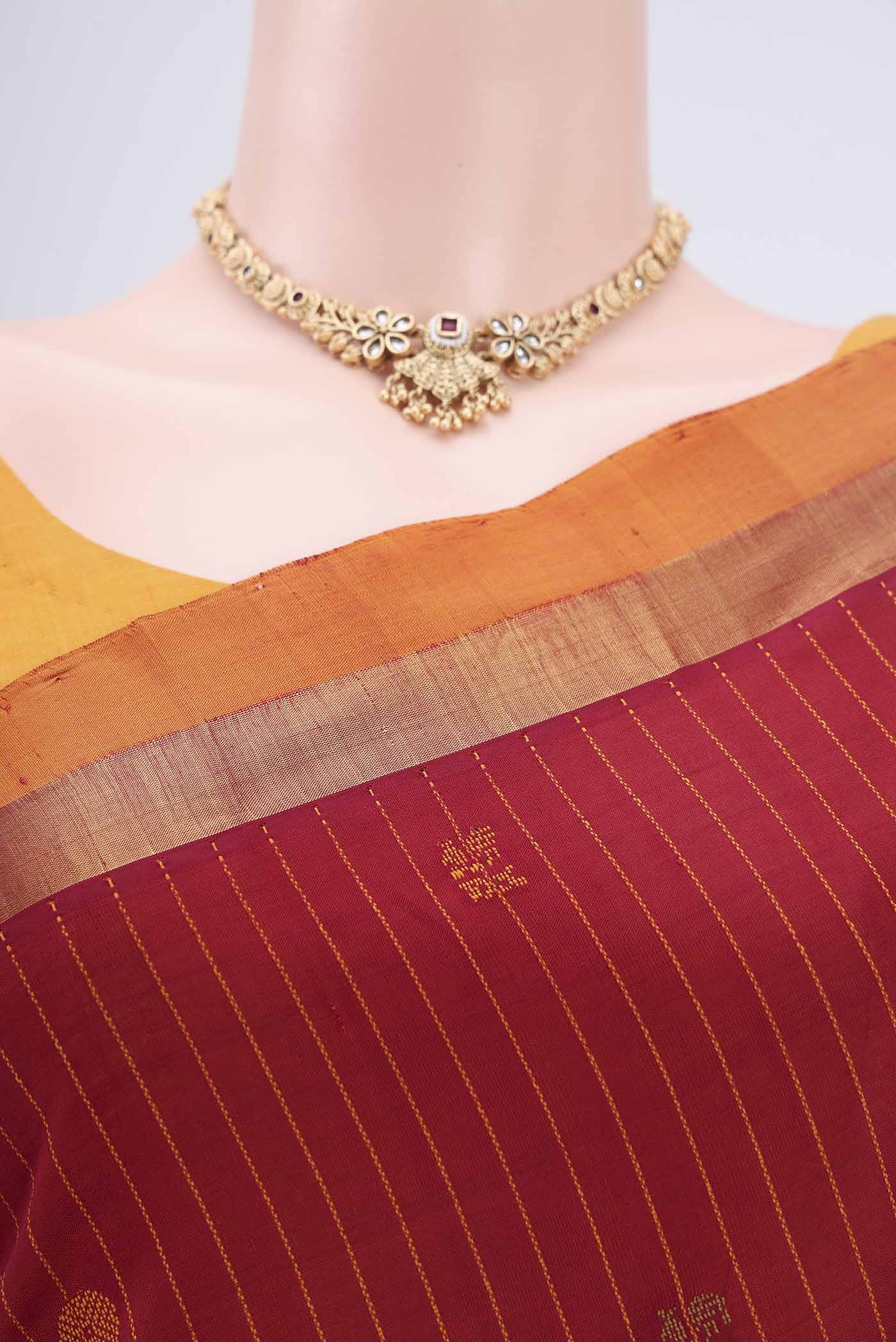 Maroon Coimbatore Silk Cotton Saree - Image 2