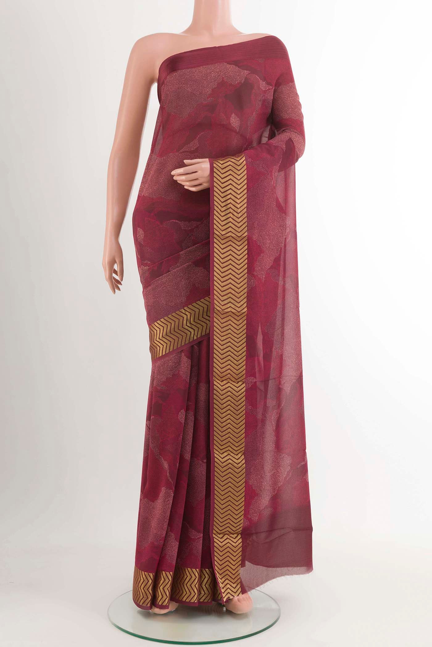 Maroon Crepe Saree