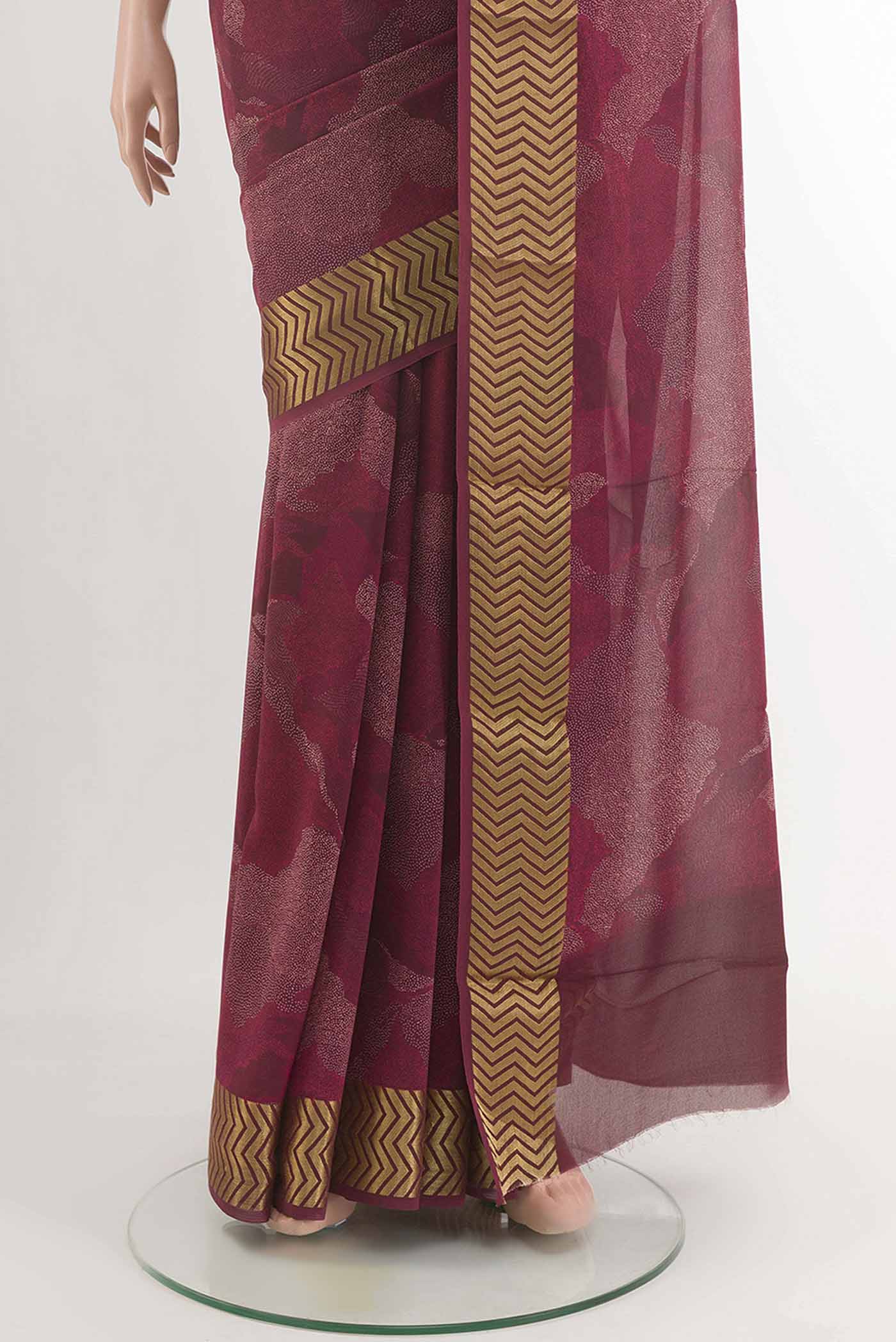 Maroon Crepe Saree - Image 3