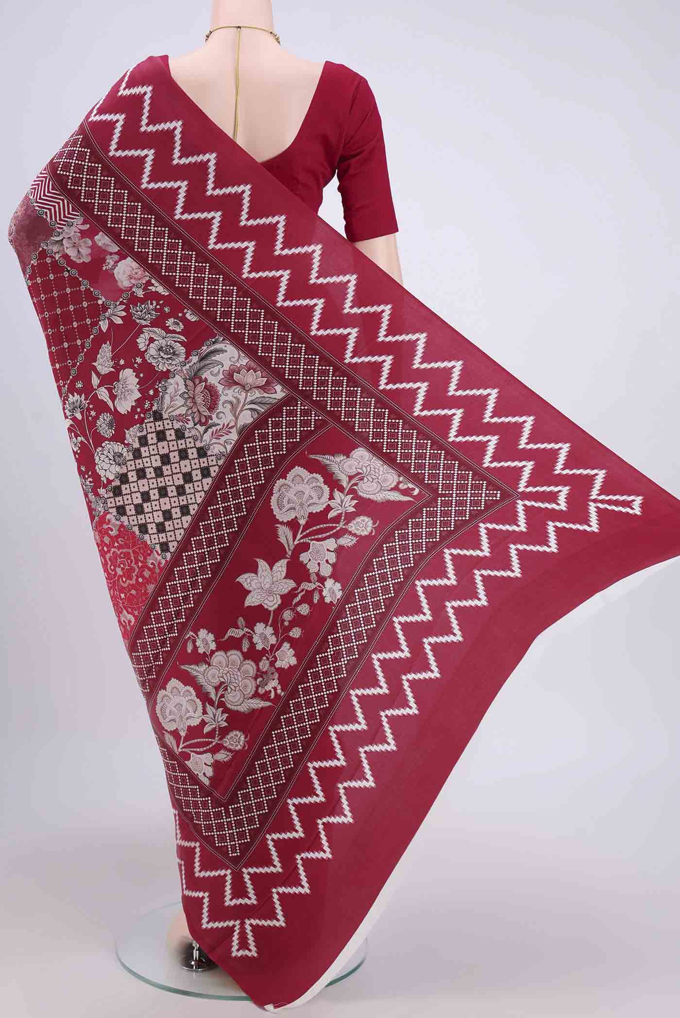 Maroon Crepe Saree - Image 3