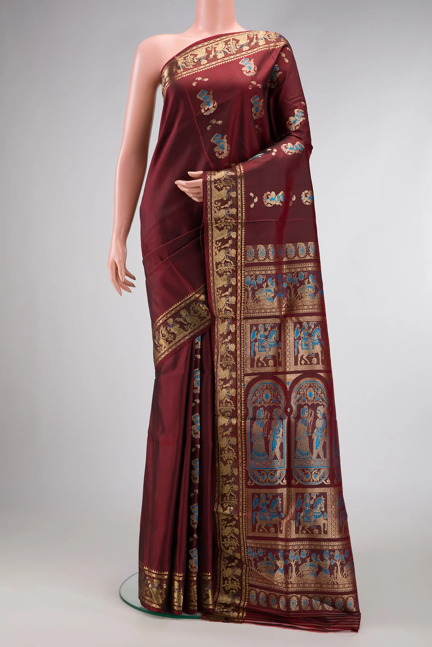 Coffee Brown Baluchari Silk Saree