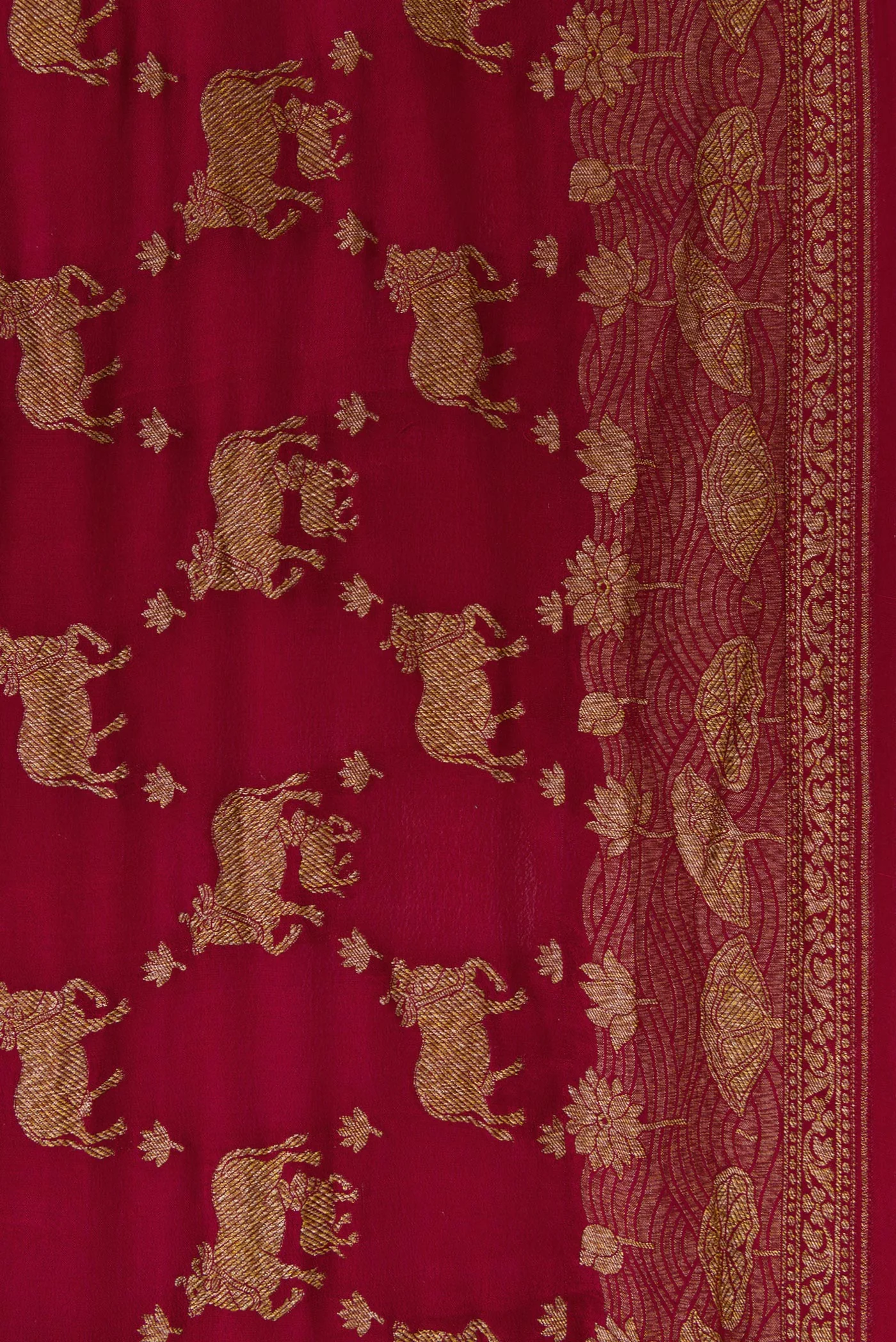 Maroon Banarasi Georgette Saree - Image 3