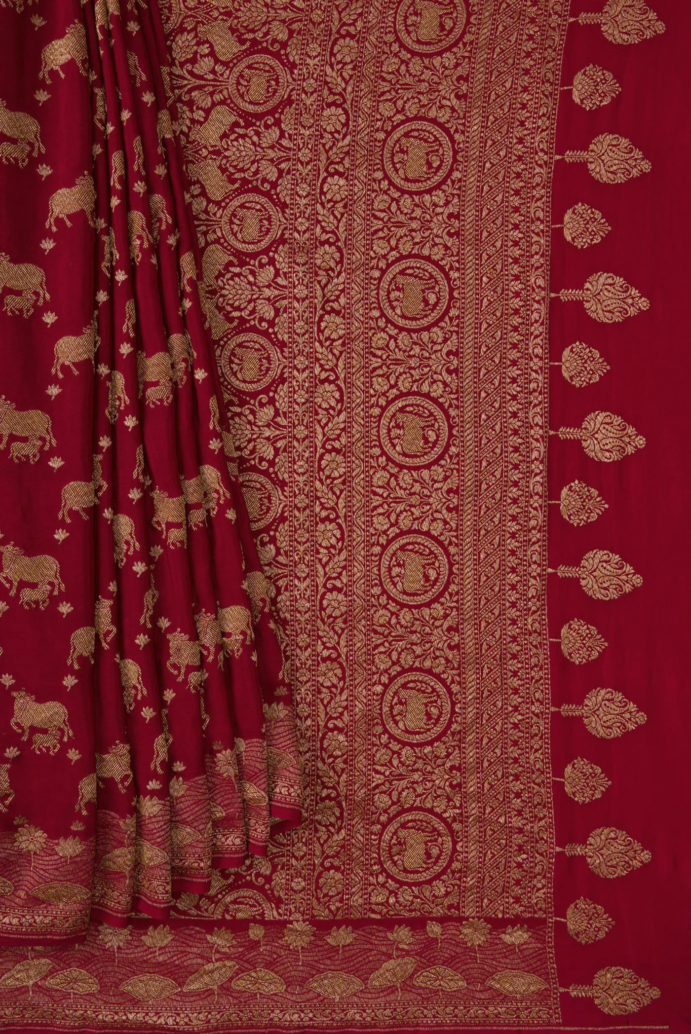 Maroon Banarasi Georgette Saree - Image 4