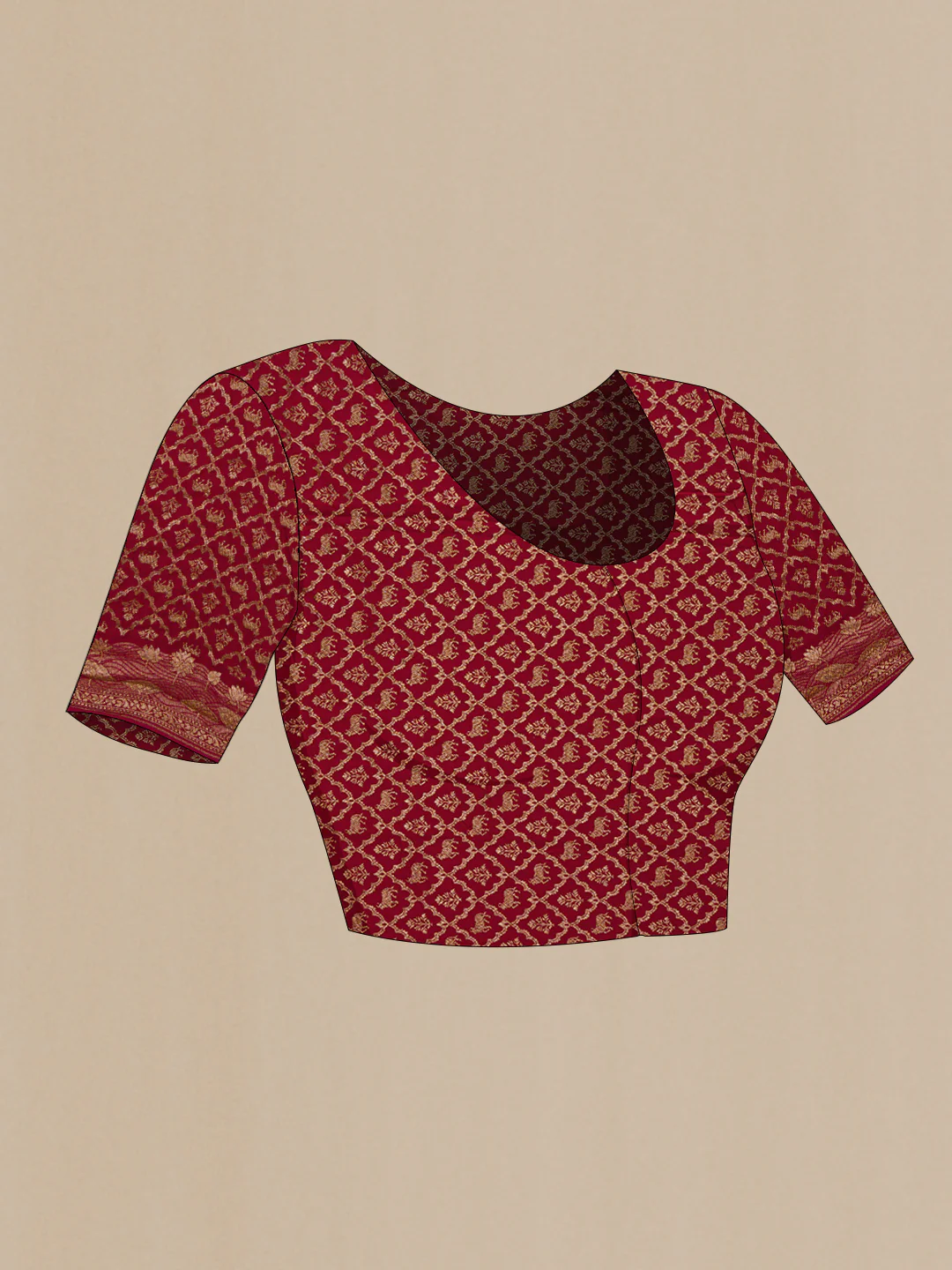 Maroon Banarasi Georgette Saree - Image 5