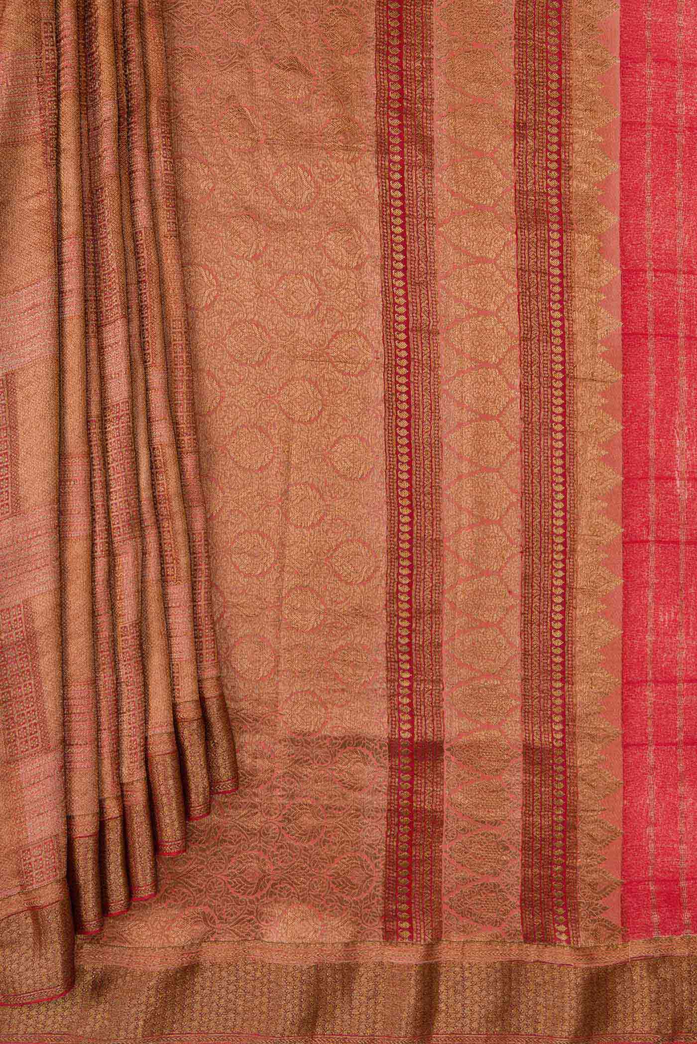 Coral Mysore Crepe Saree - Image 4