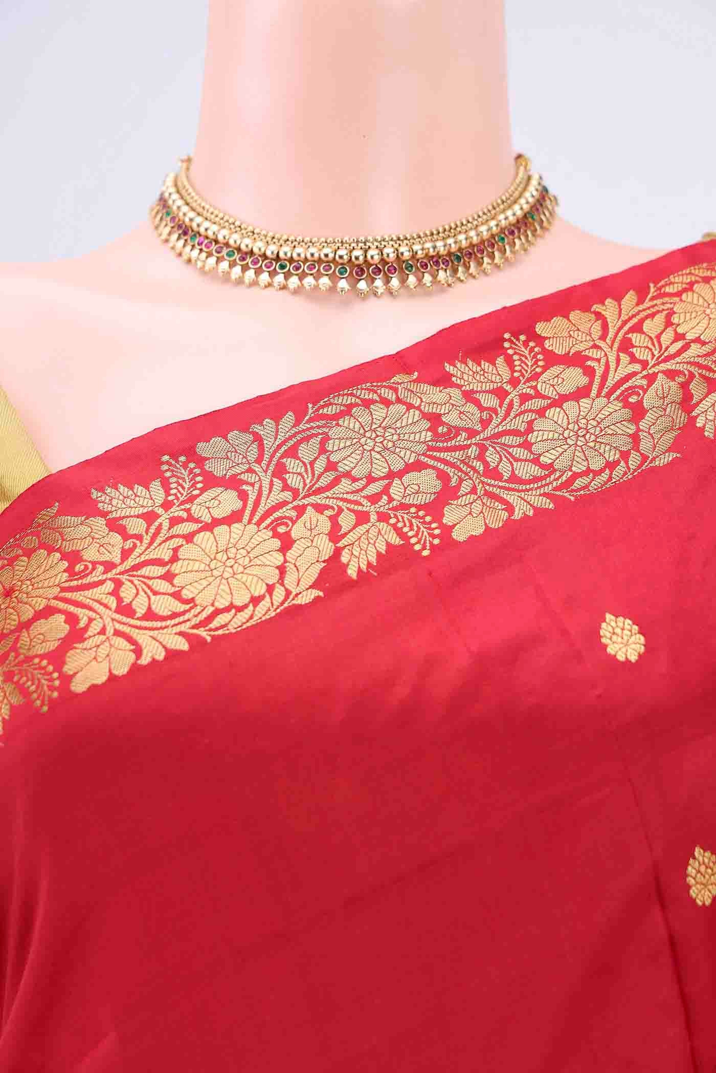 Red Banarasi Katan Silk Saree - Image 2