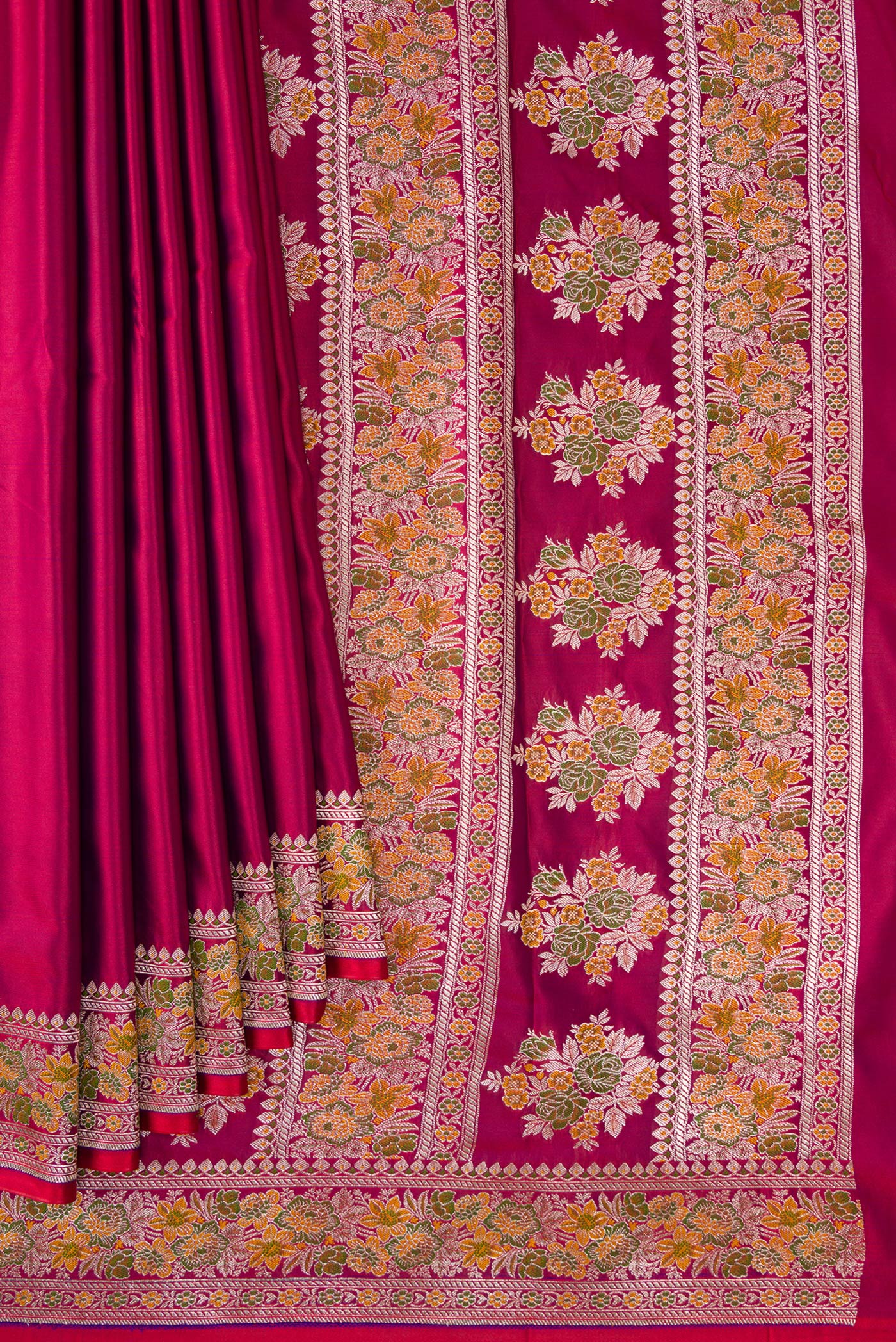 Magenta Dual Tone Blended Banarasi Silk Saree - Image 4