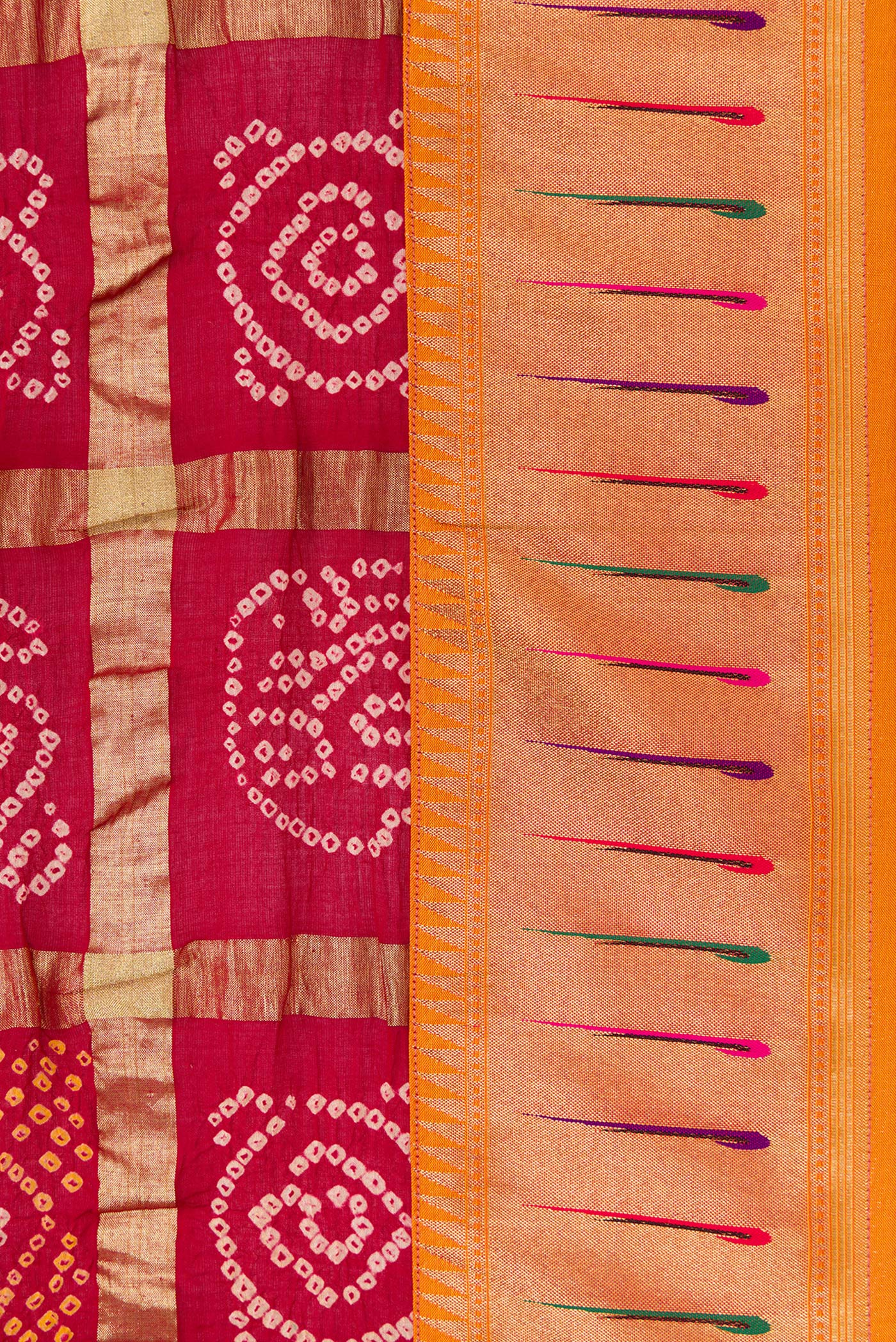 Maroon Bandhani Silk Saree - Image 3