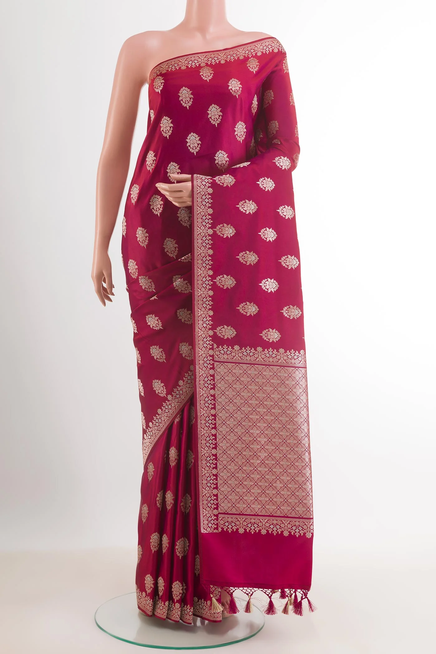 Maroon Blended Banarasi Silk Saree