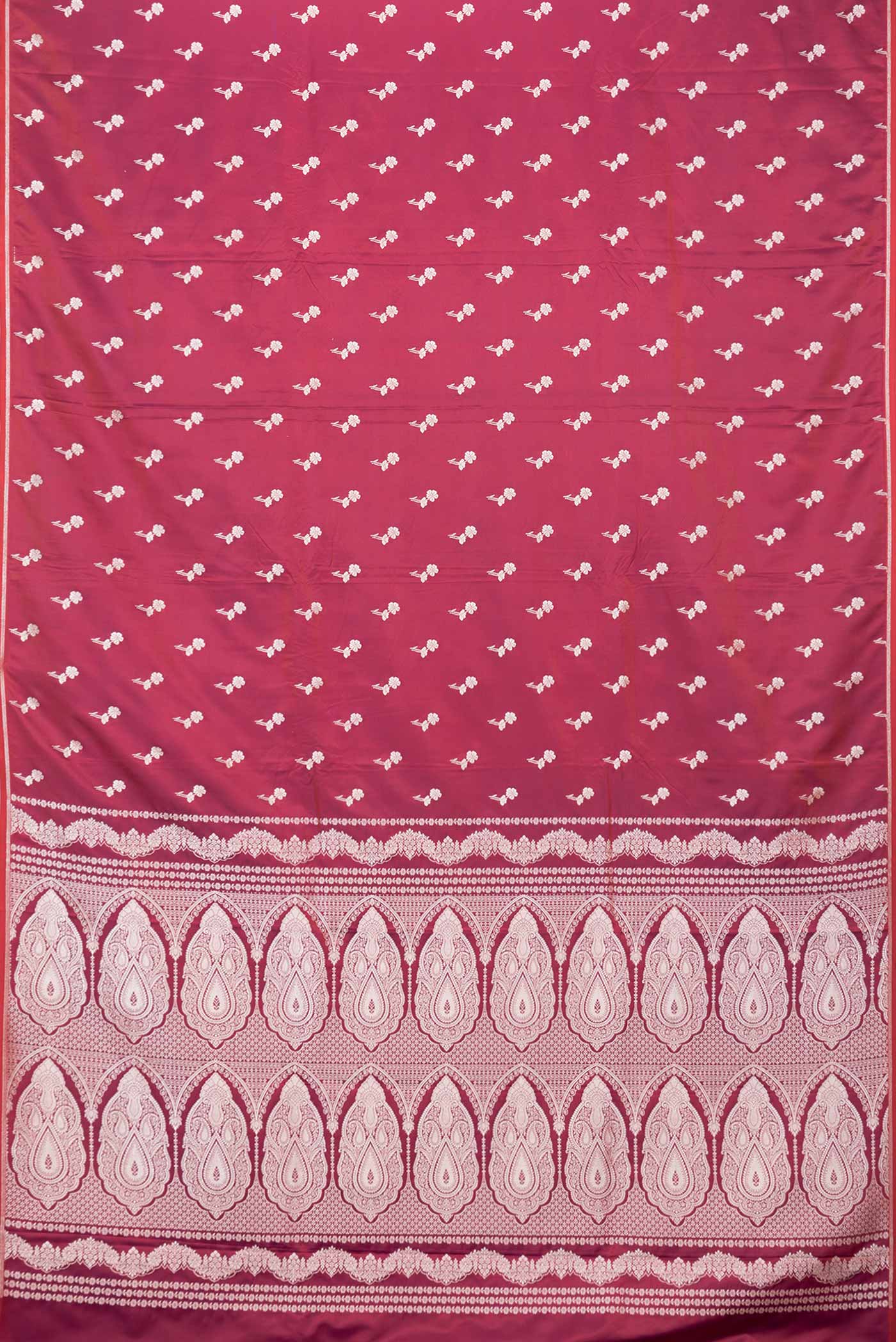 Magenta with Orange Color Blended Banarasi Silk Saree - Image 3