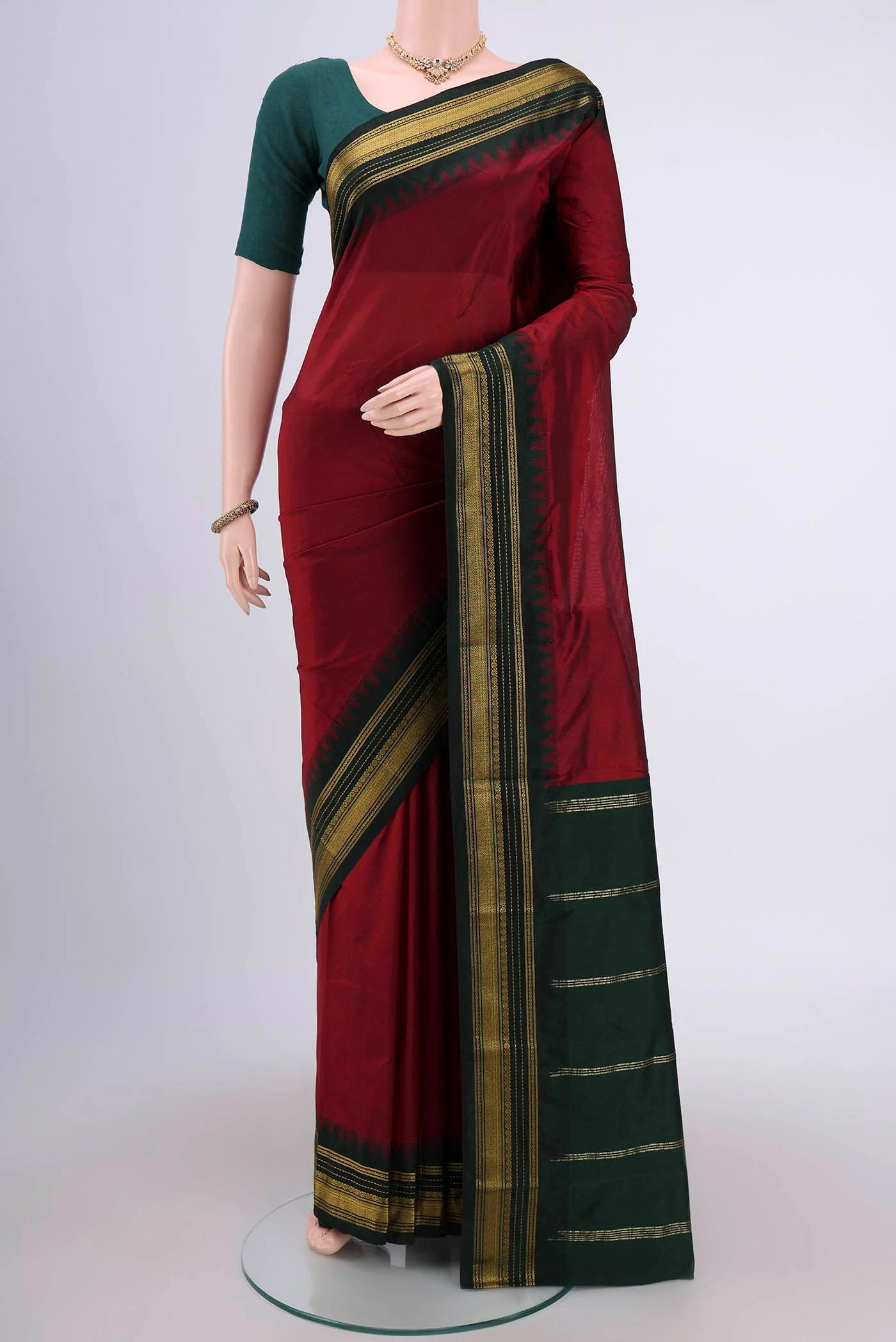 Maroon Blended Bangalore Silk Saree
