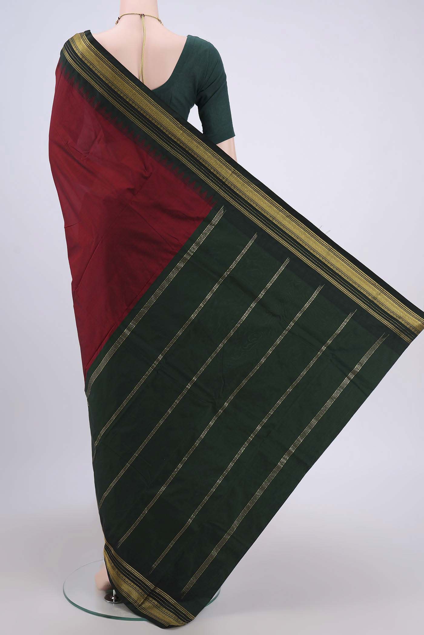 Maroon Blended Bangalore Silk Saree - Image 3