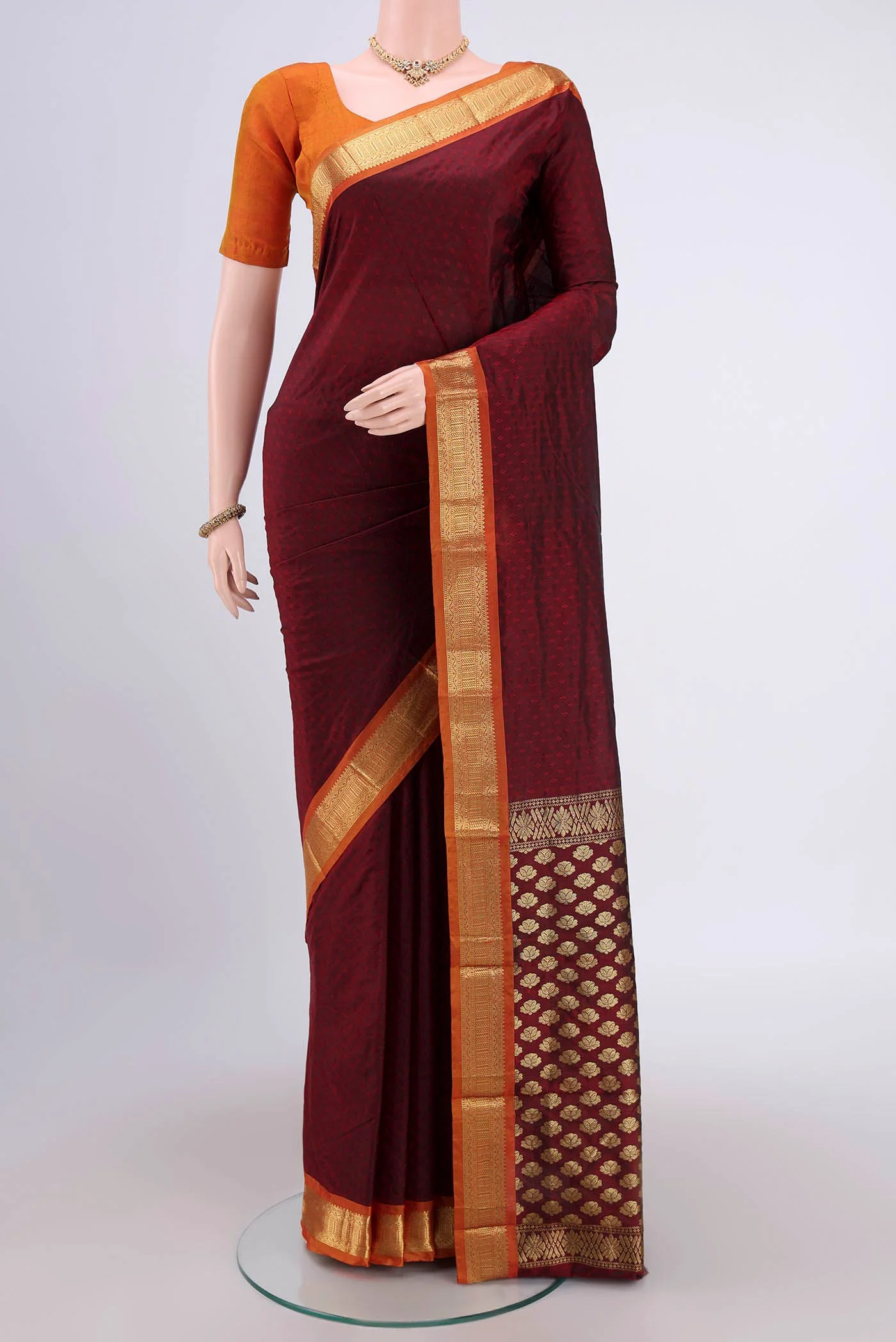 Maroon Blended Bangalore Silk Saree
