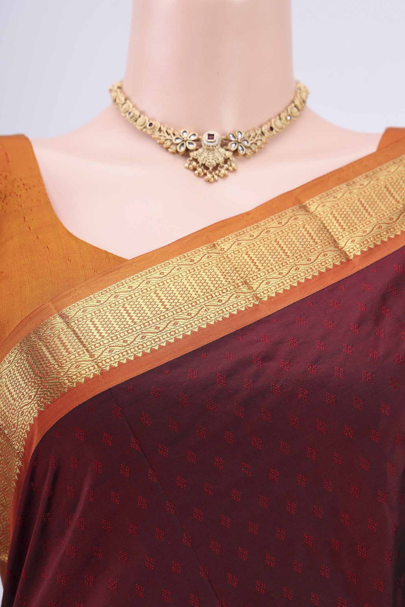 Maroon Blended Bangalore Silk Saree - Image 2