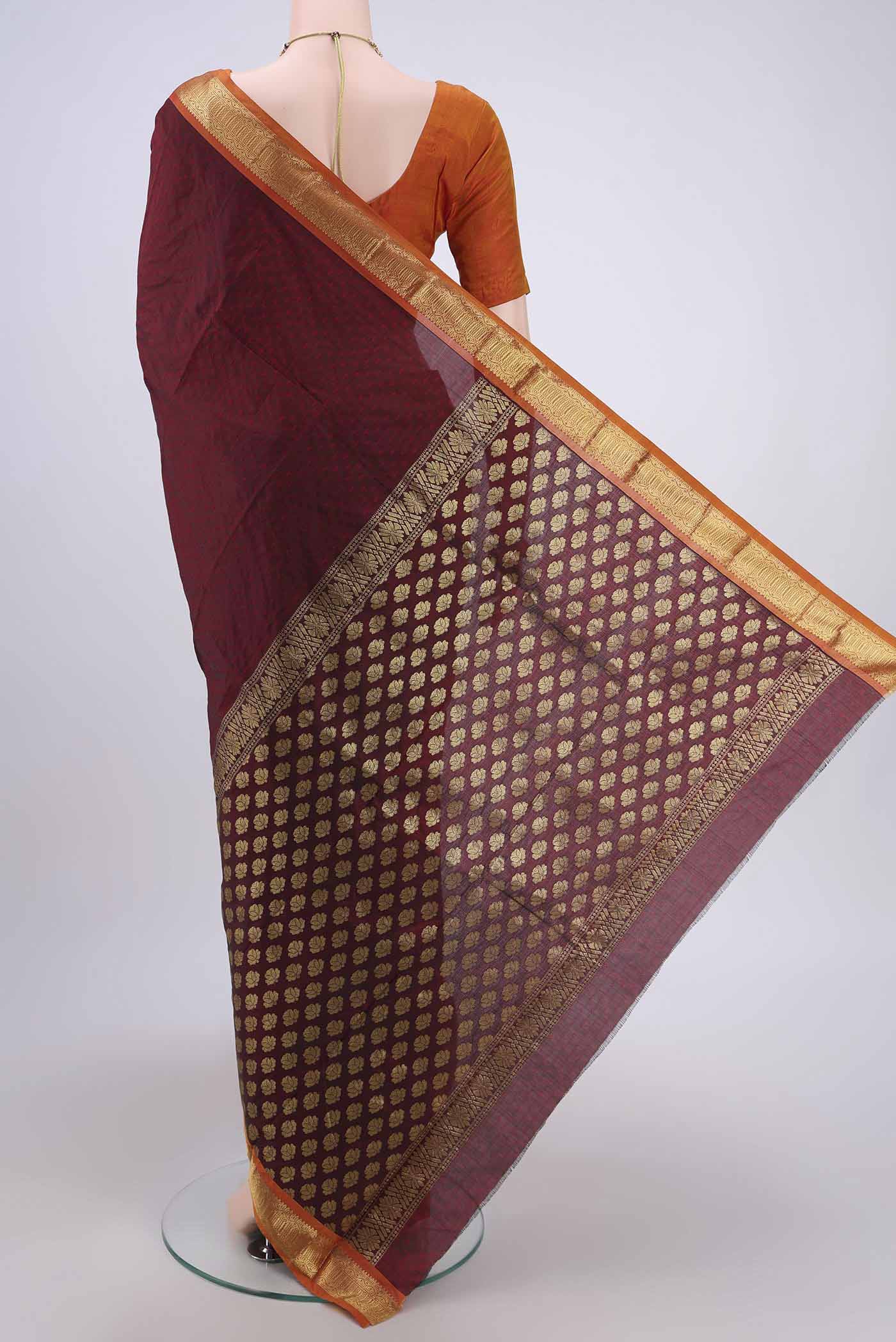 Maroon Blended Bangalore Silk Saree - Image 3