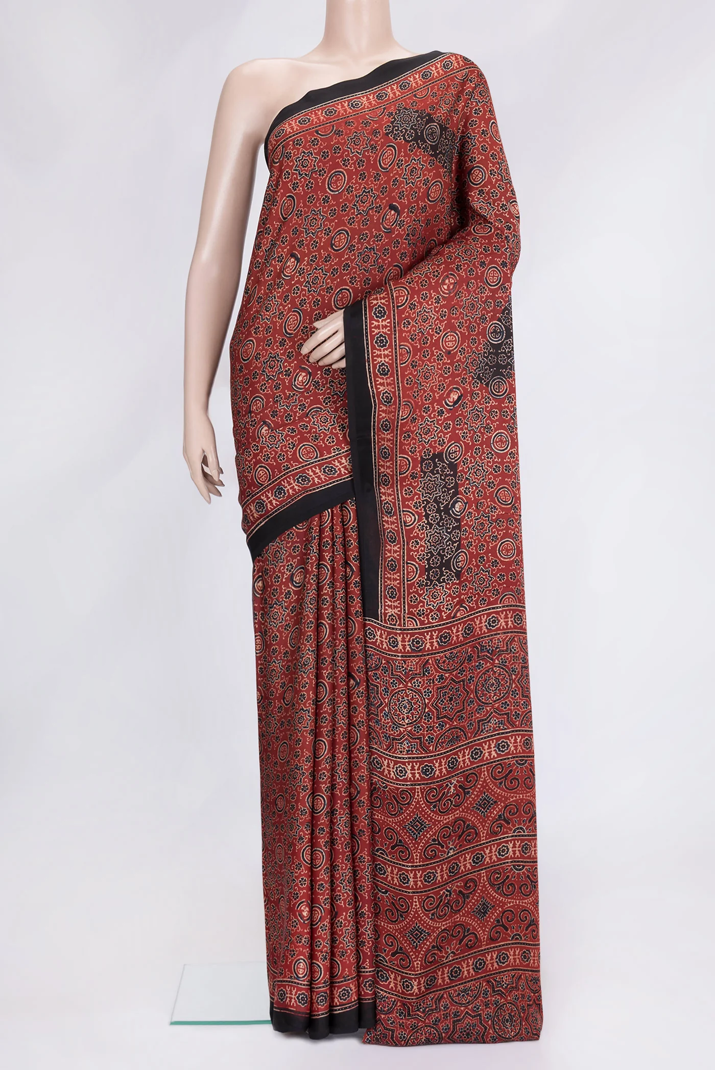 Rust Blended Satin Silk Saree