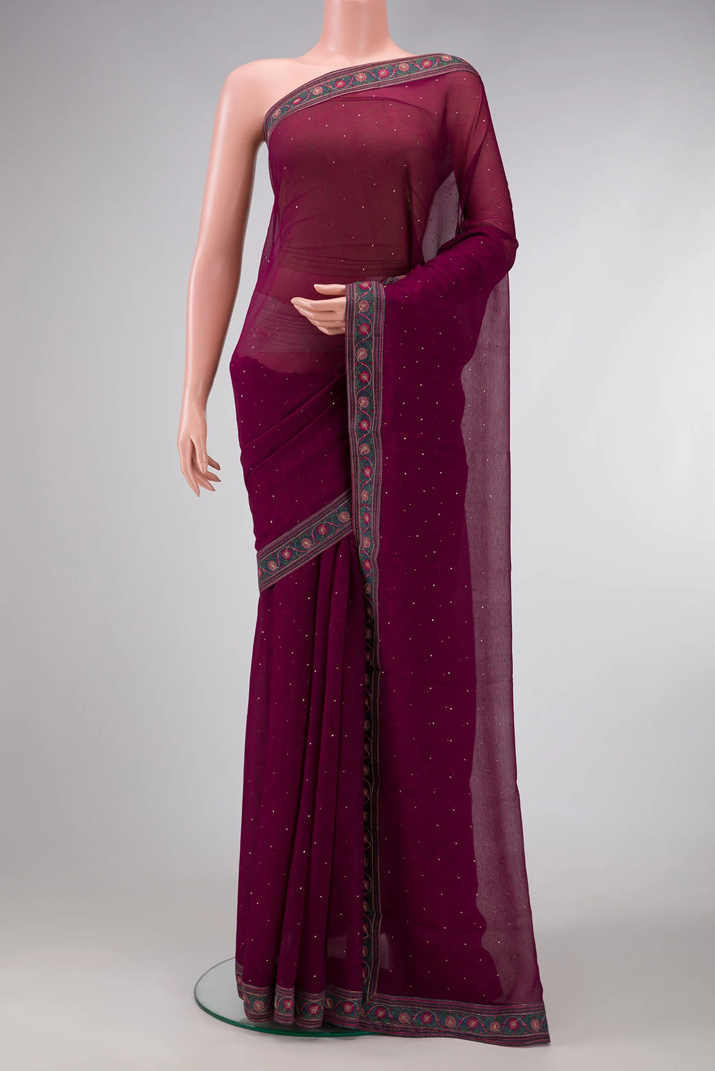 Magenta Mysore Chiffon Saree