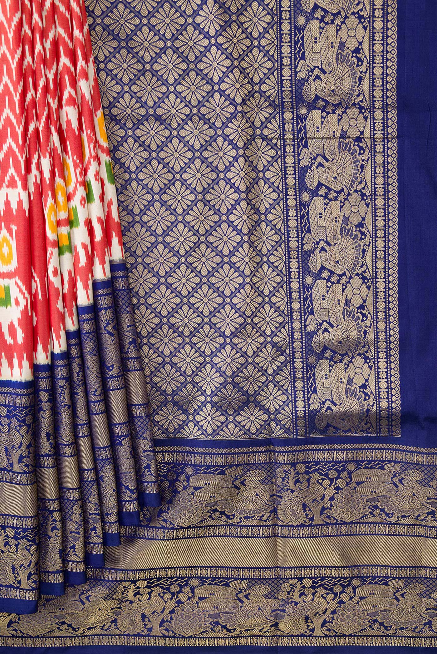 Red Pochampally Silk Saree - Image 4