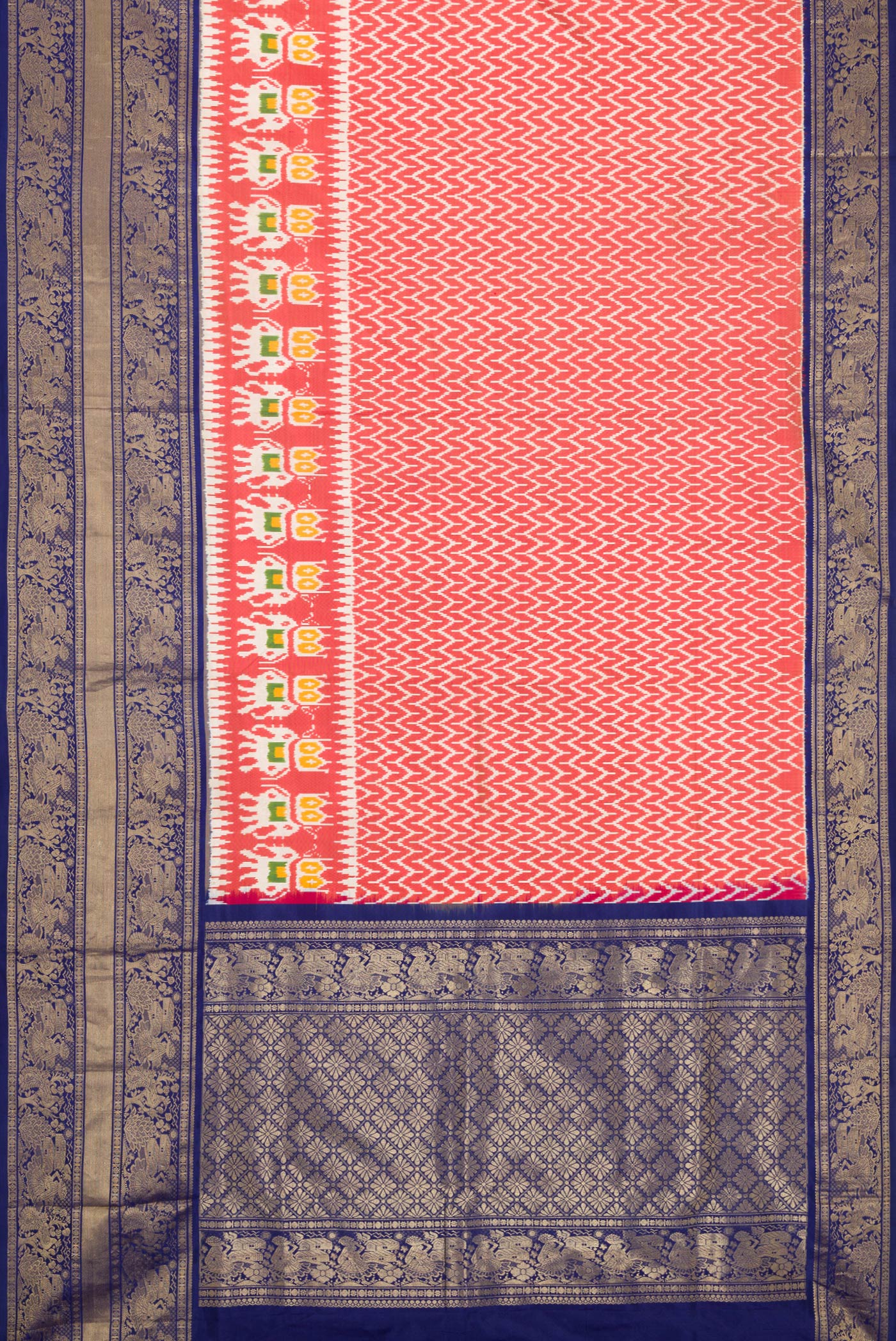 Red Pochampally Silk Saree - Image 6