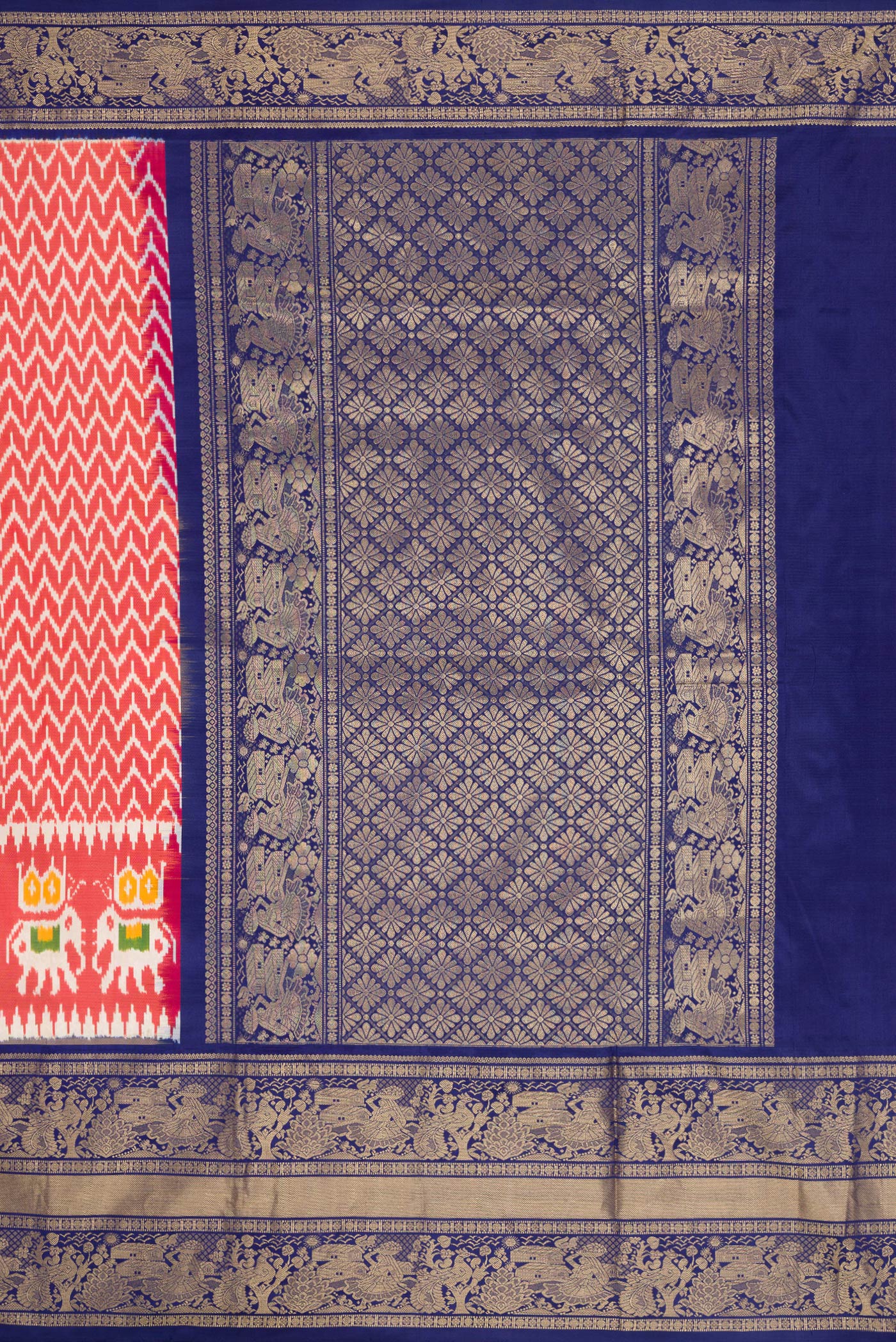 Red Pochampally Silk Saree - Image 7