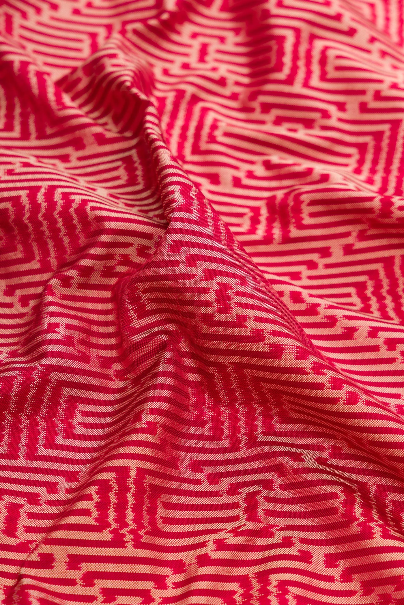 Dark Pink Dual Tone Double Ikat Saree - Image 2