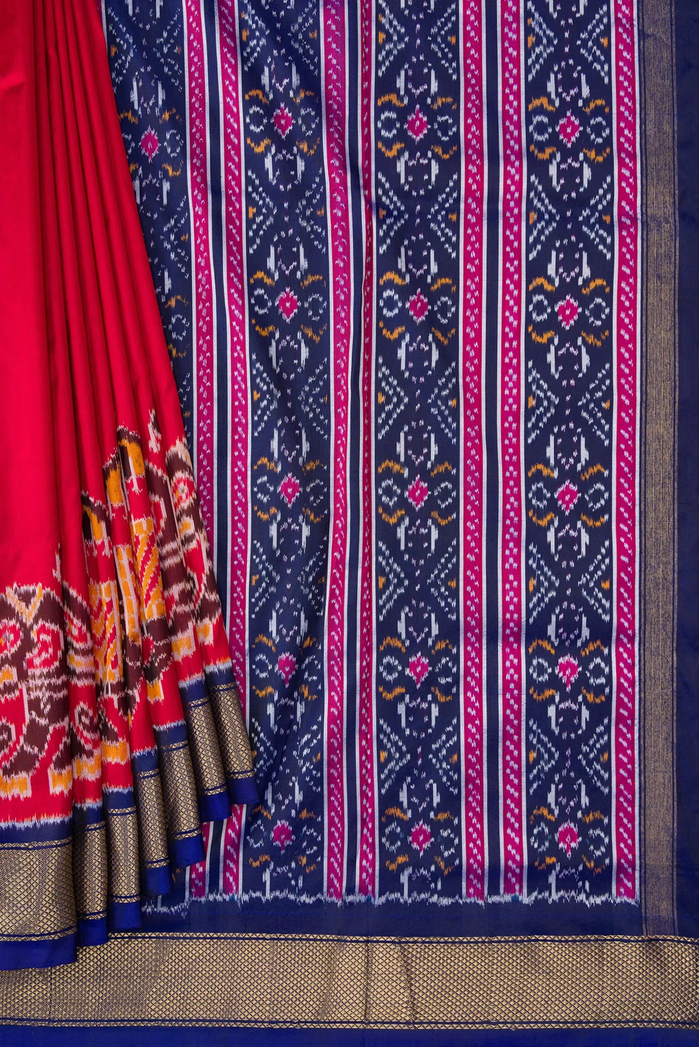 Maroon Pochampally Silk Saree - Image 4