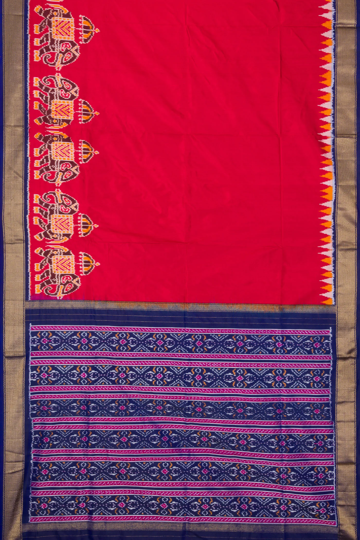 Maroon Pochampally Silk Saree - Image 6