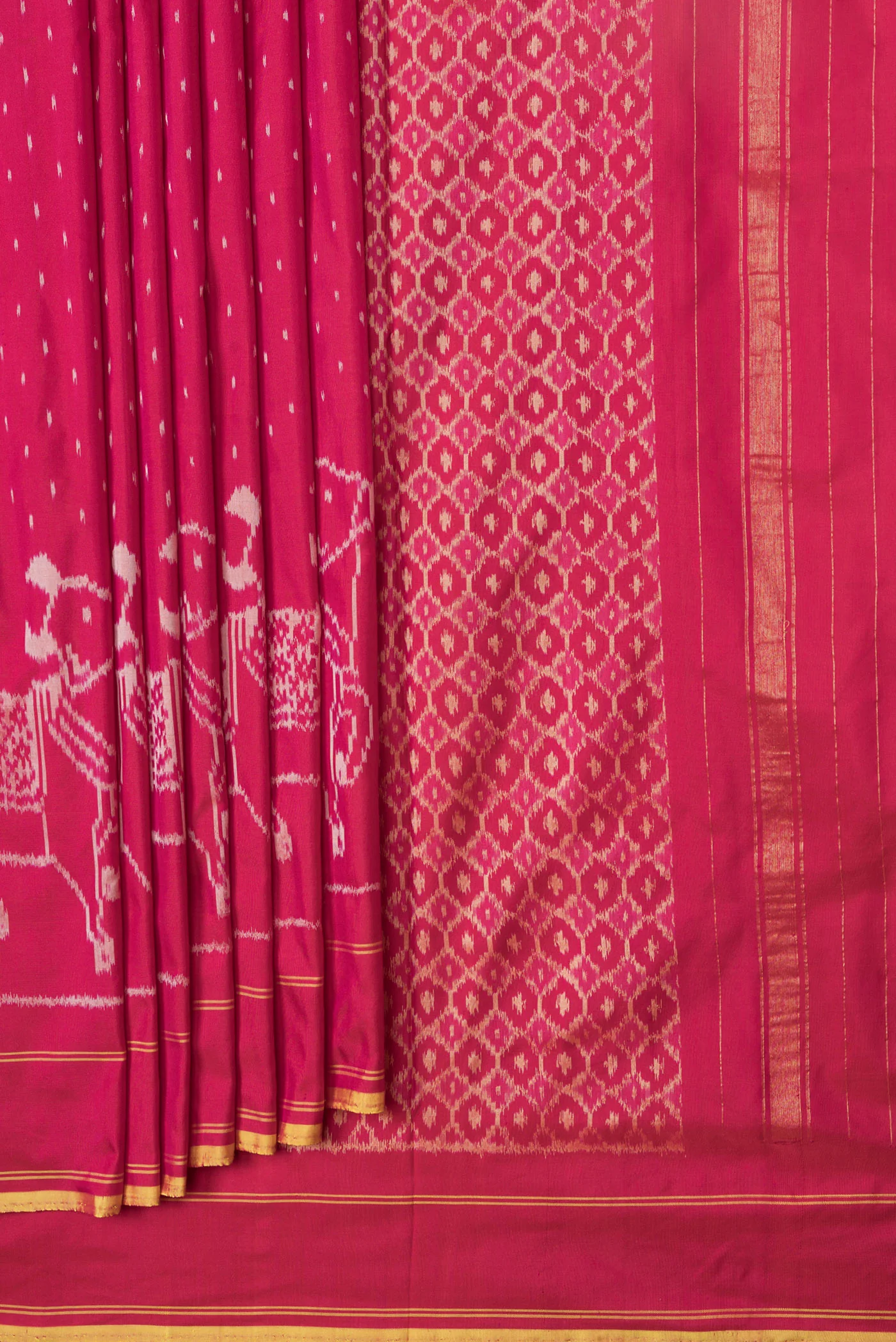 Maroon Pochampally Silk Saree - Image 4