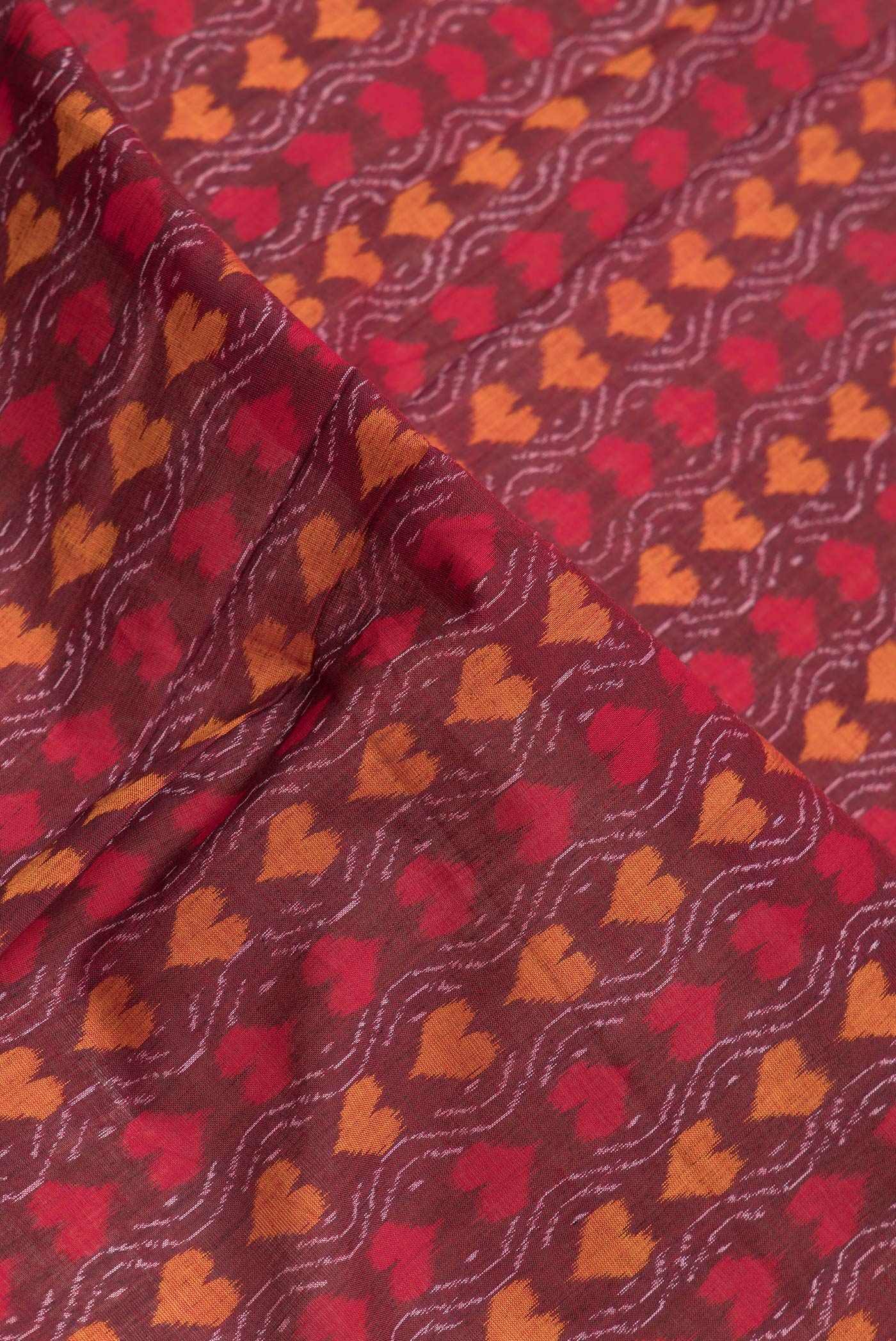 Maroon Pochampally Cotton Saree - Image 2