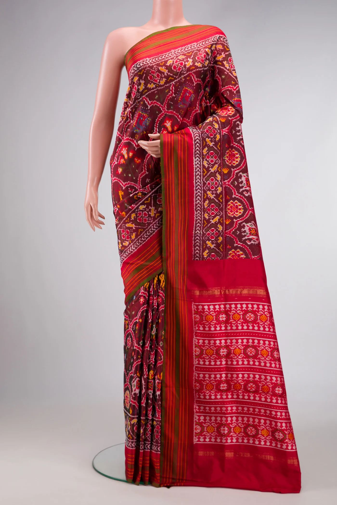 Maroon Double Ikat Saree