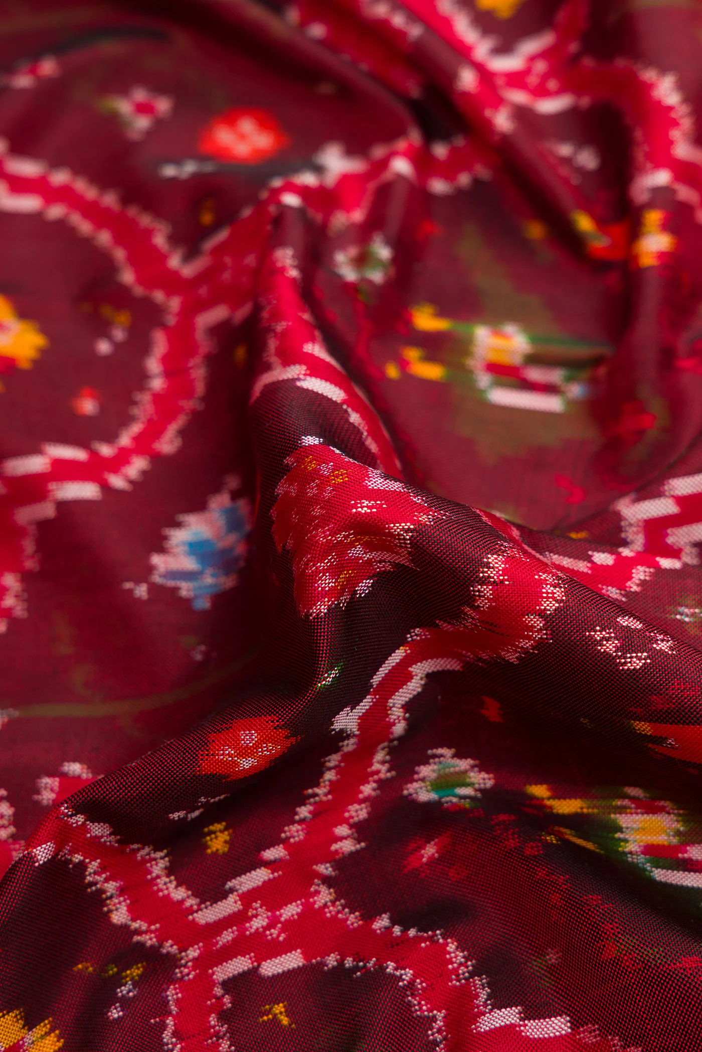Maroon Double Ikat Saree - Image 2