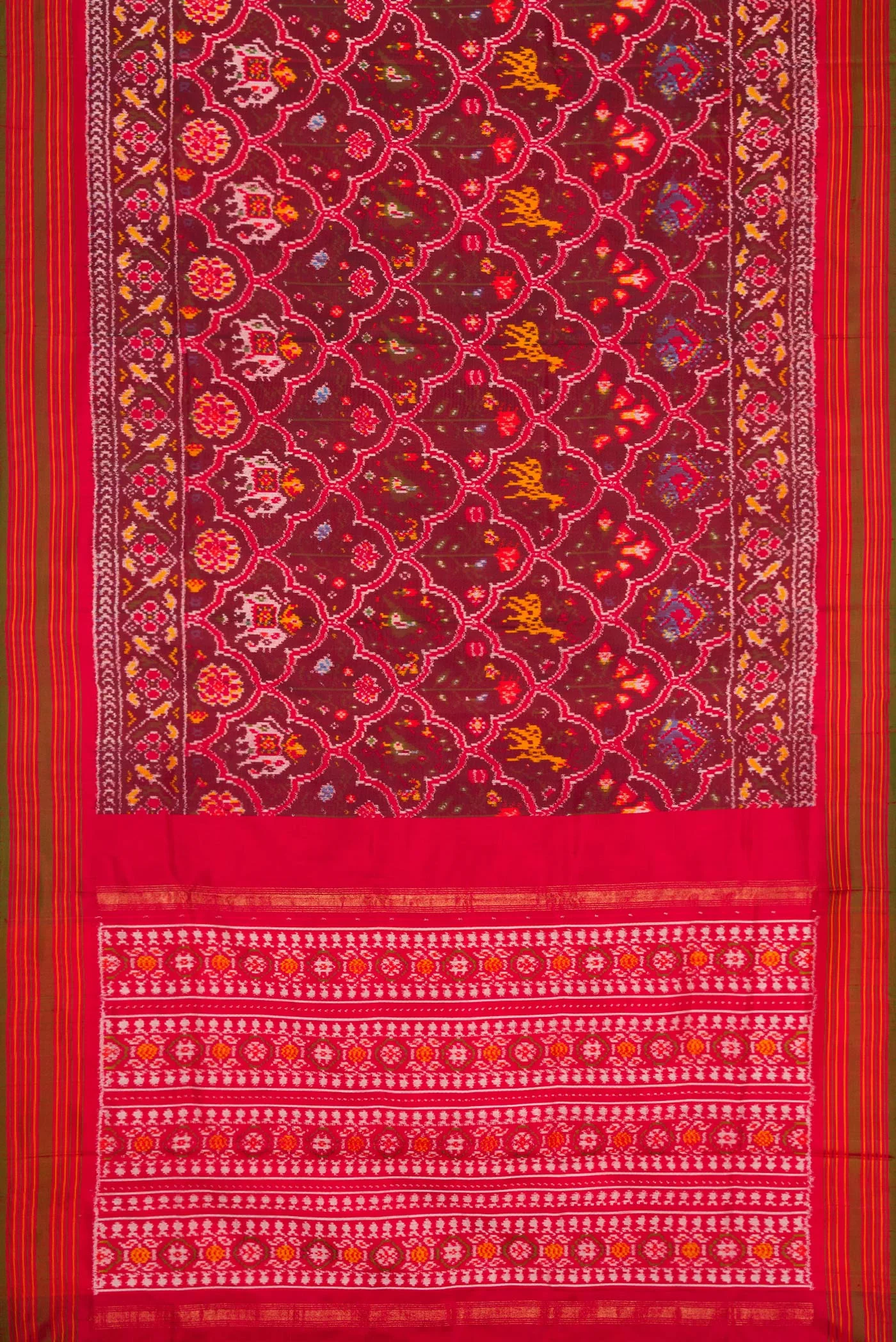 Maroon Double Ikat Saree - Image 6