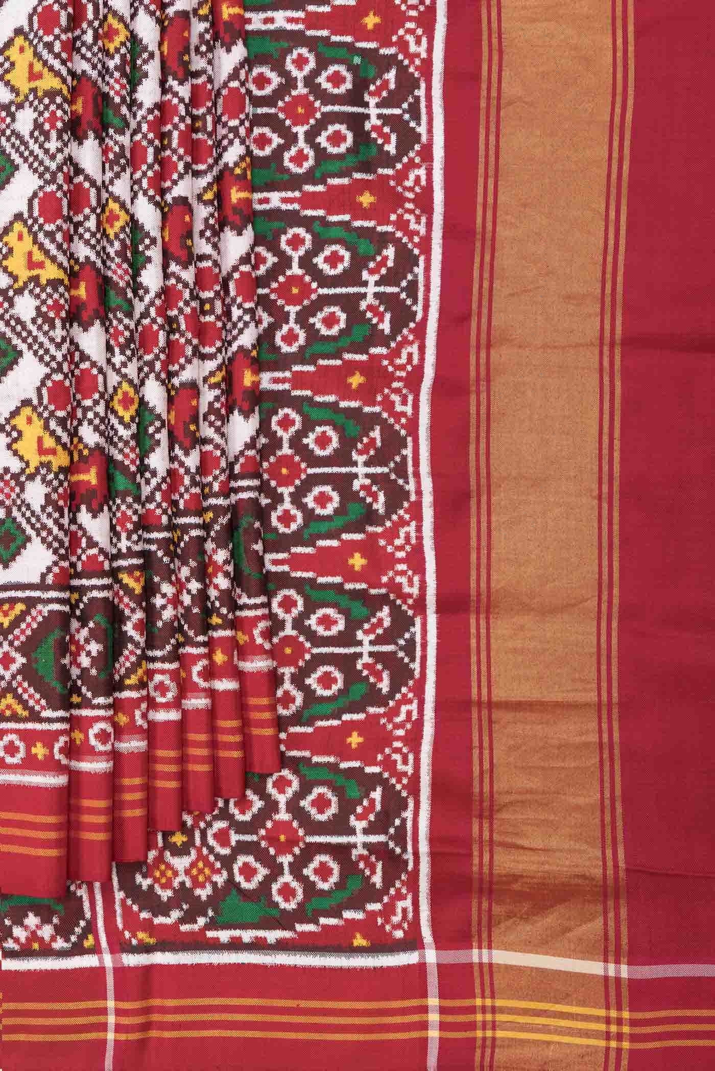 Pure Silk Pure Zari Multi Color Double Ikat Saree - Image 2
