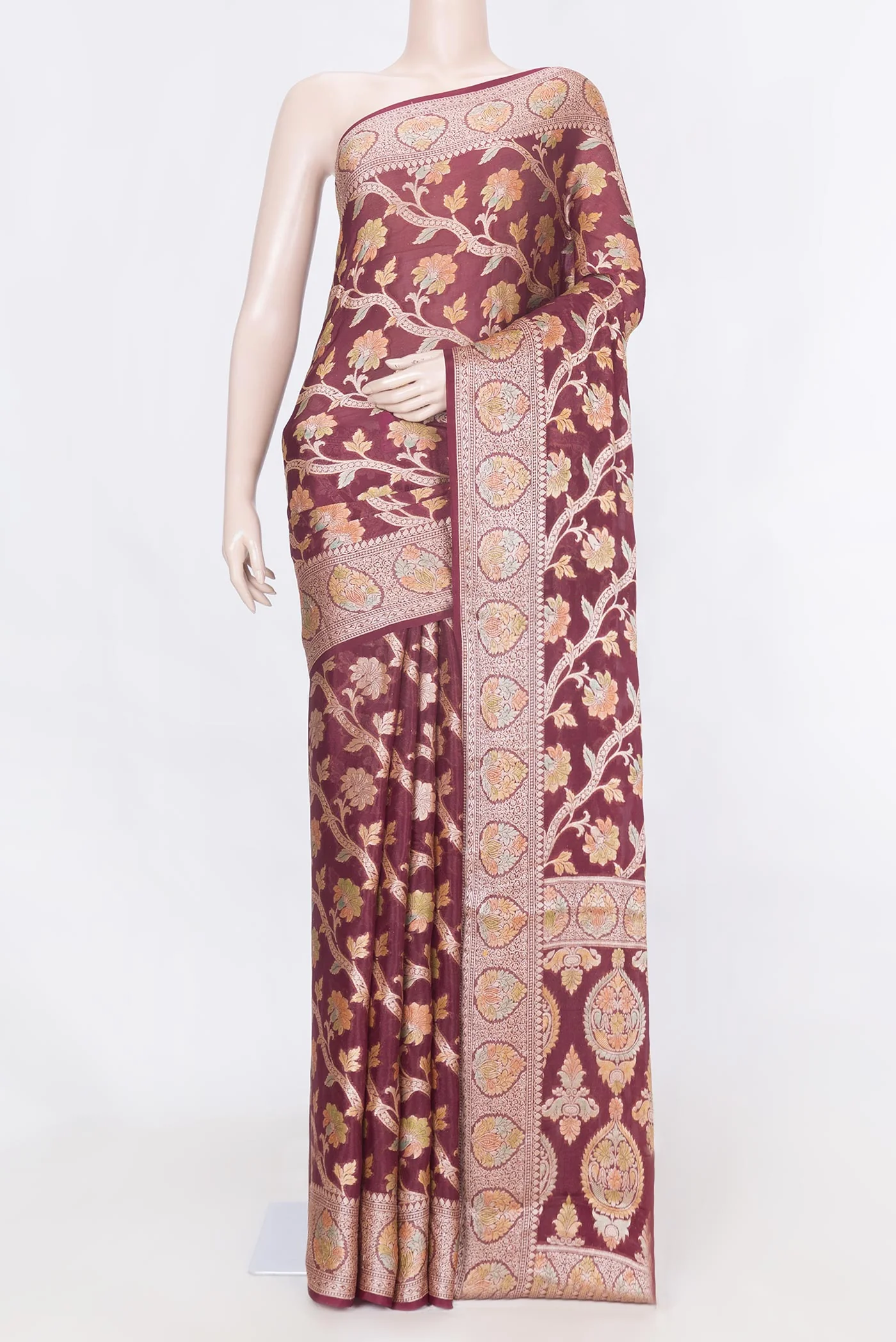 Maroon Dual Tone Georgette Saree