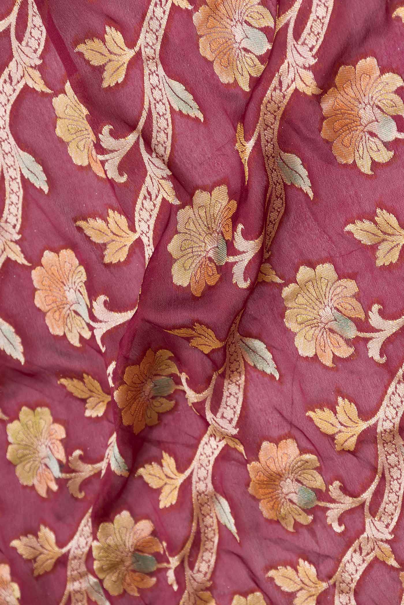 Maroon Dual Tone Georgette Saree - Image 2
