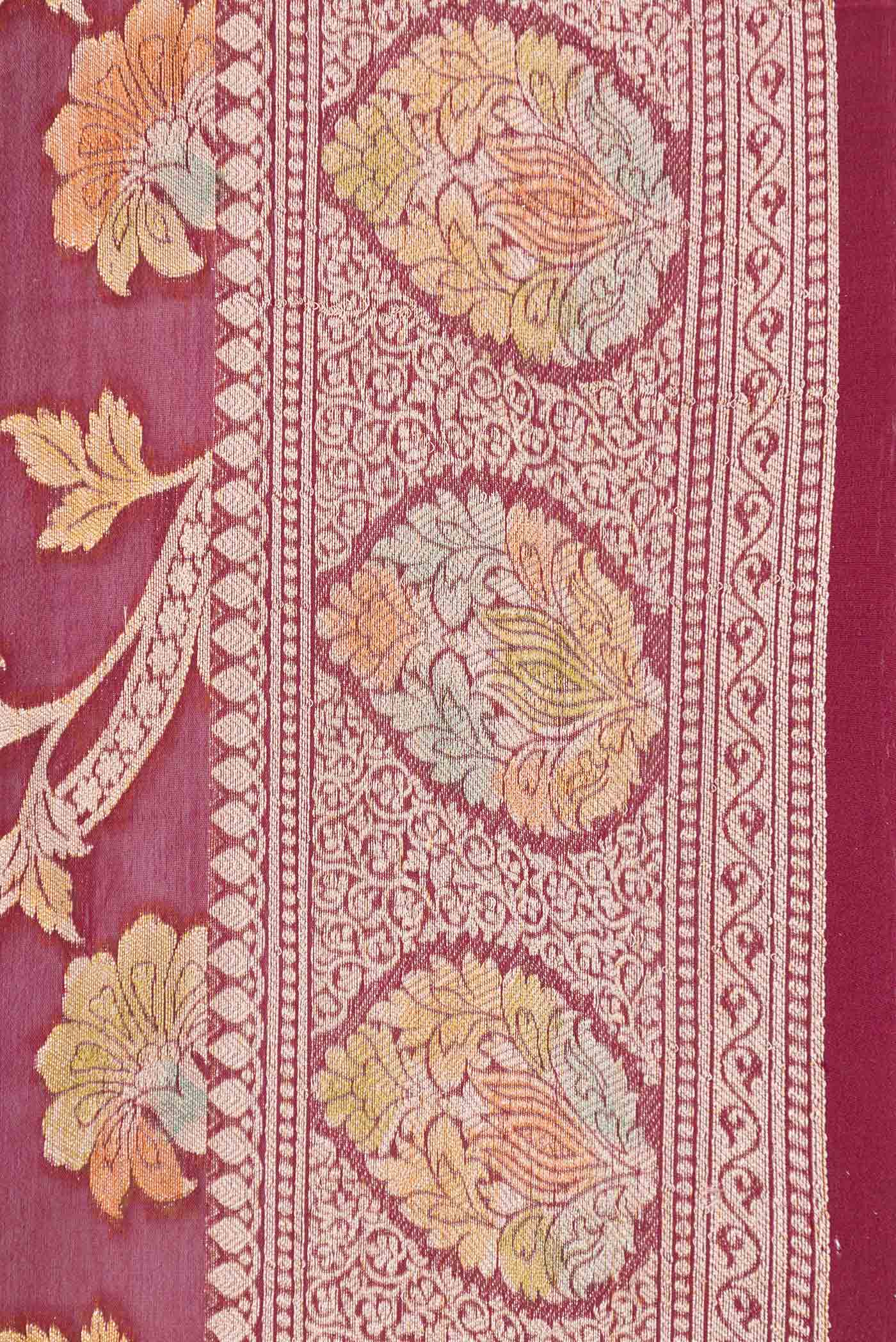 Maroon Dual Tone Georgette Saree - Image 3