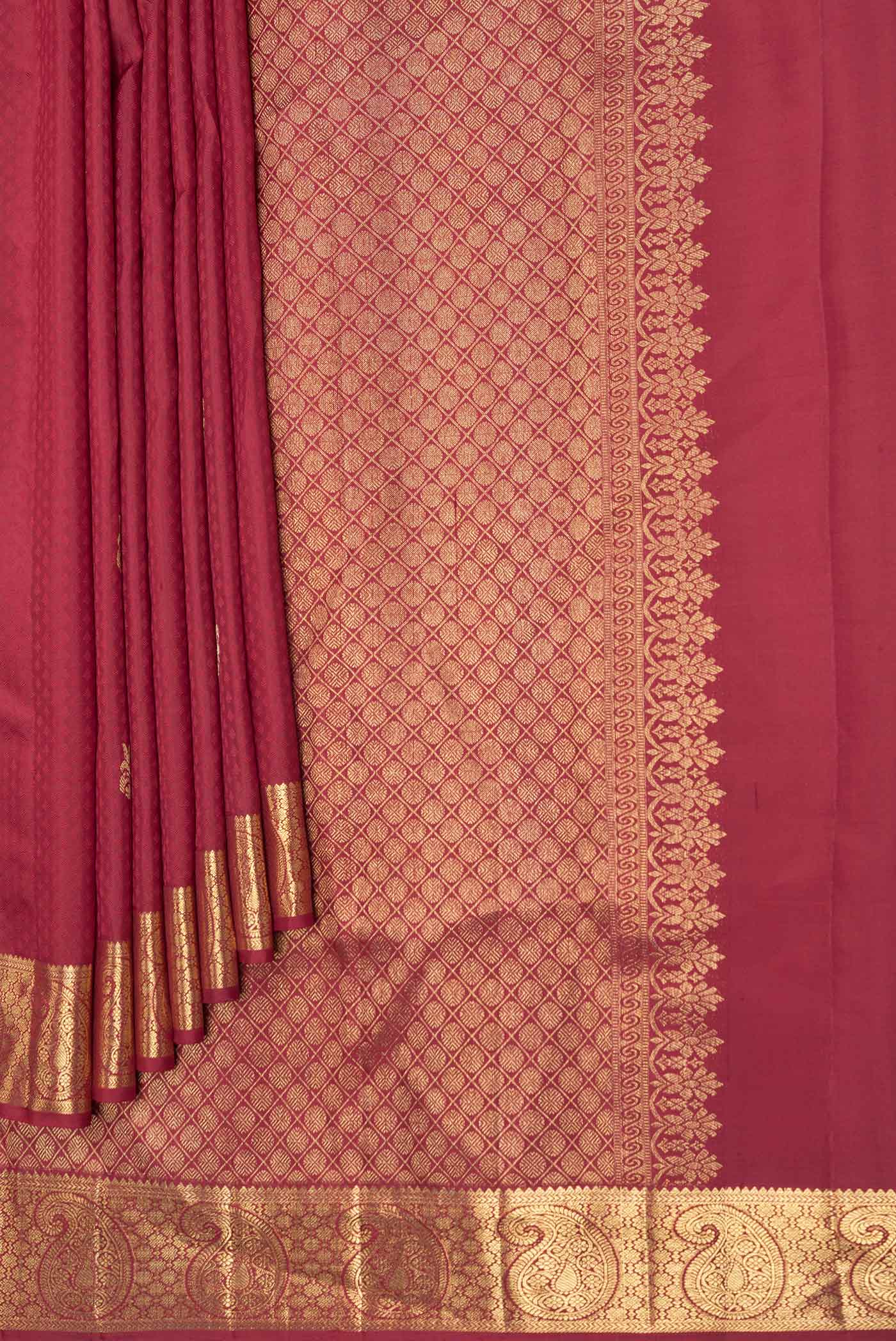 Maroon Dual Tone Kanchipuram Saree - Image 4