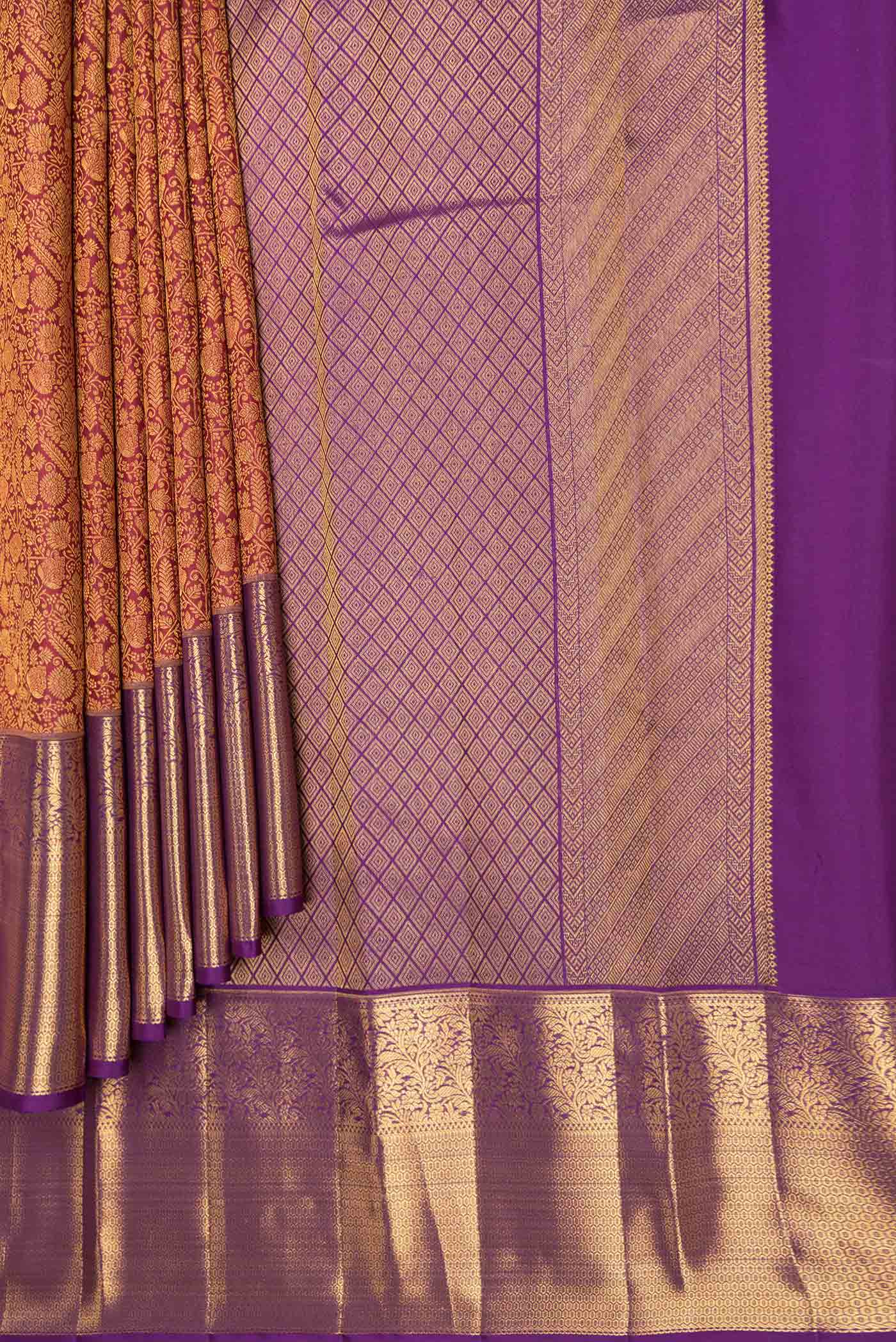 Maroon Dual Tone Kanchipuram Saree - Image 4