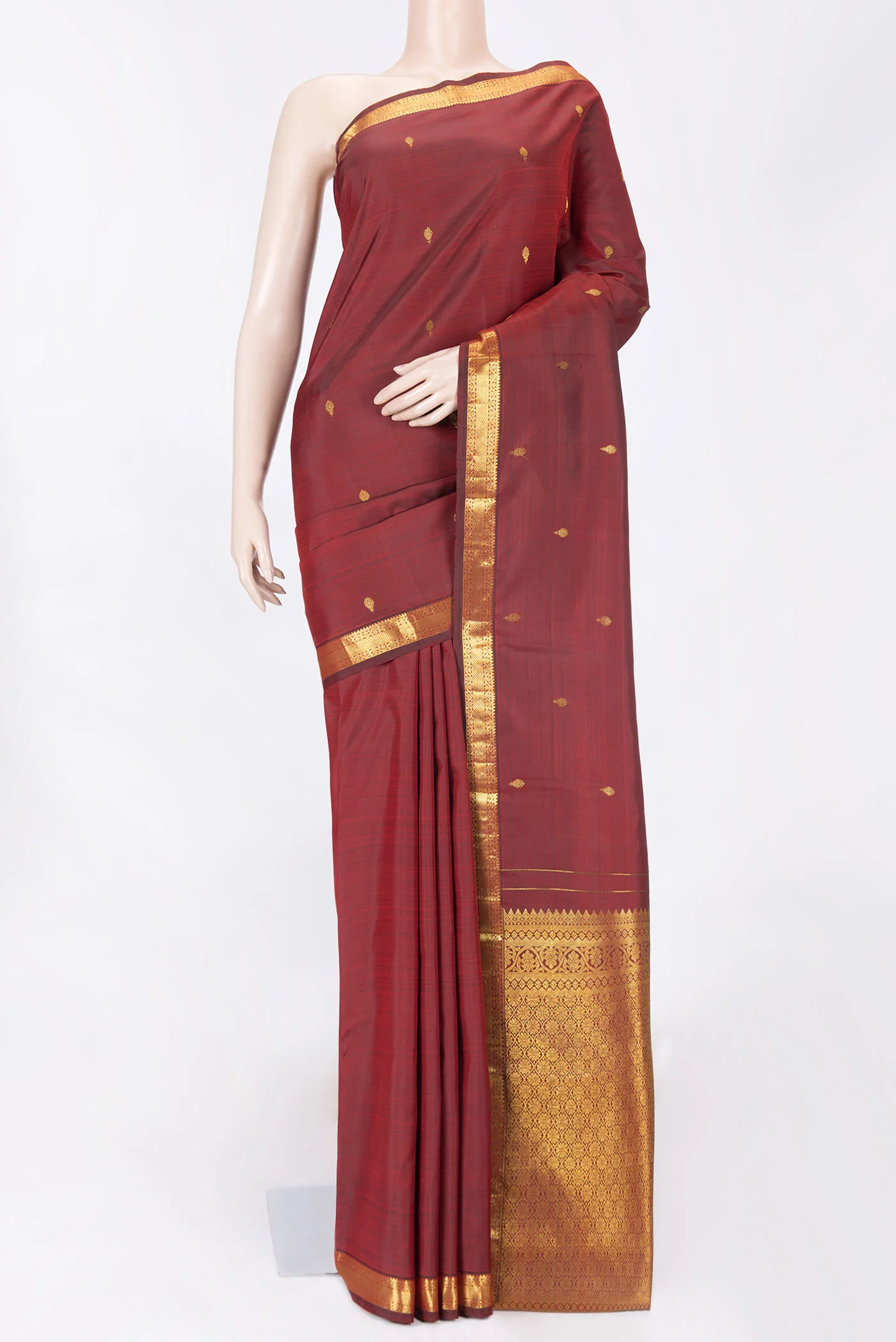 Maroon Dual Tone Kanchipuram Saree