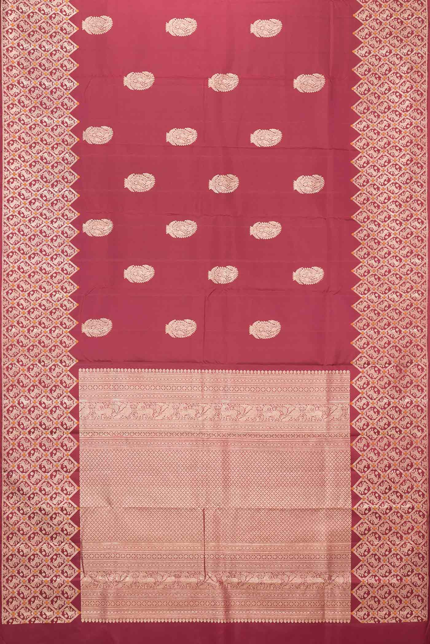 Maroon Dual Tone Kanjivaram Saree - Image 6