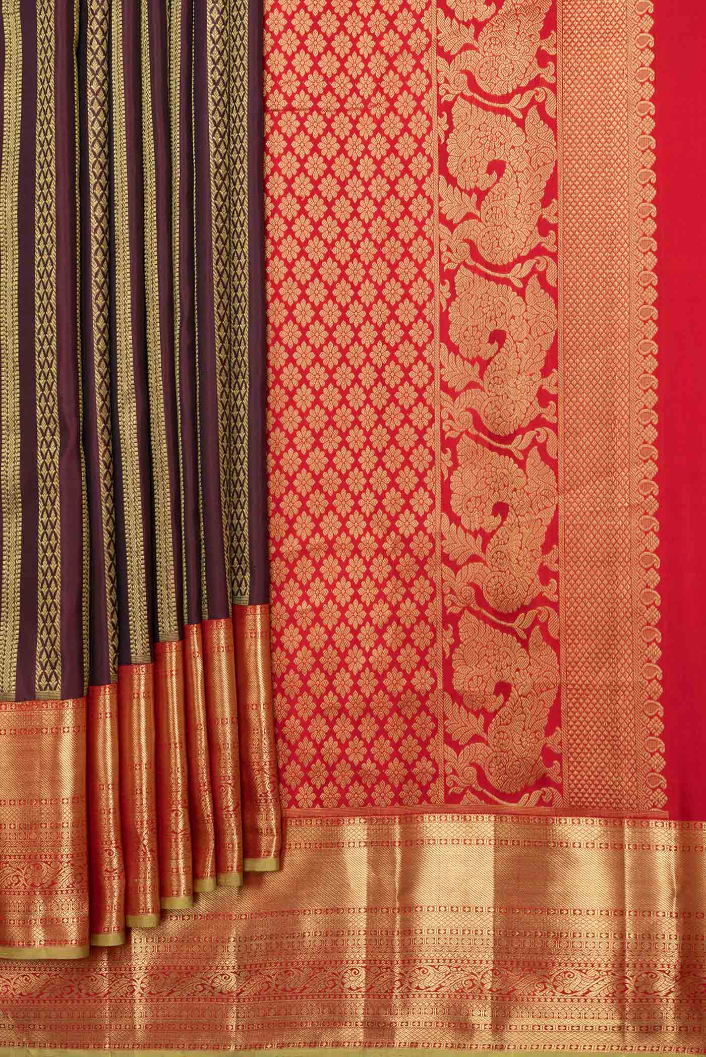 Maroon Dual Tone Kanjivaram Saree - Image 4