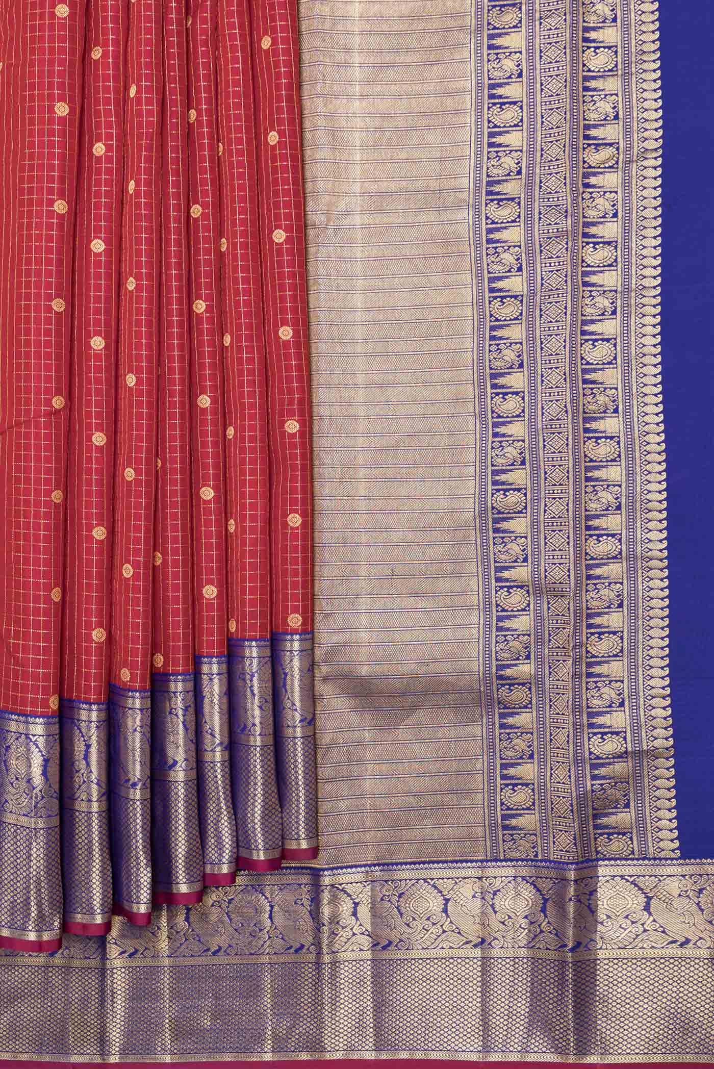 Maroon Dual Tone Kanjivaram Saree - Image 4