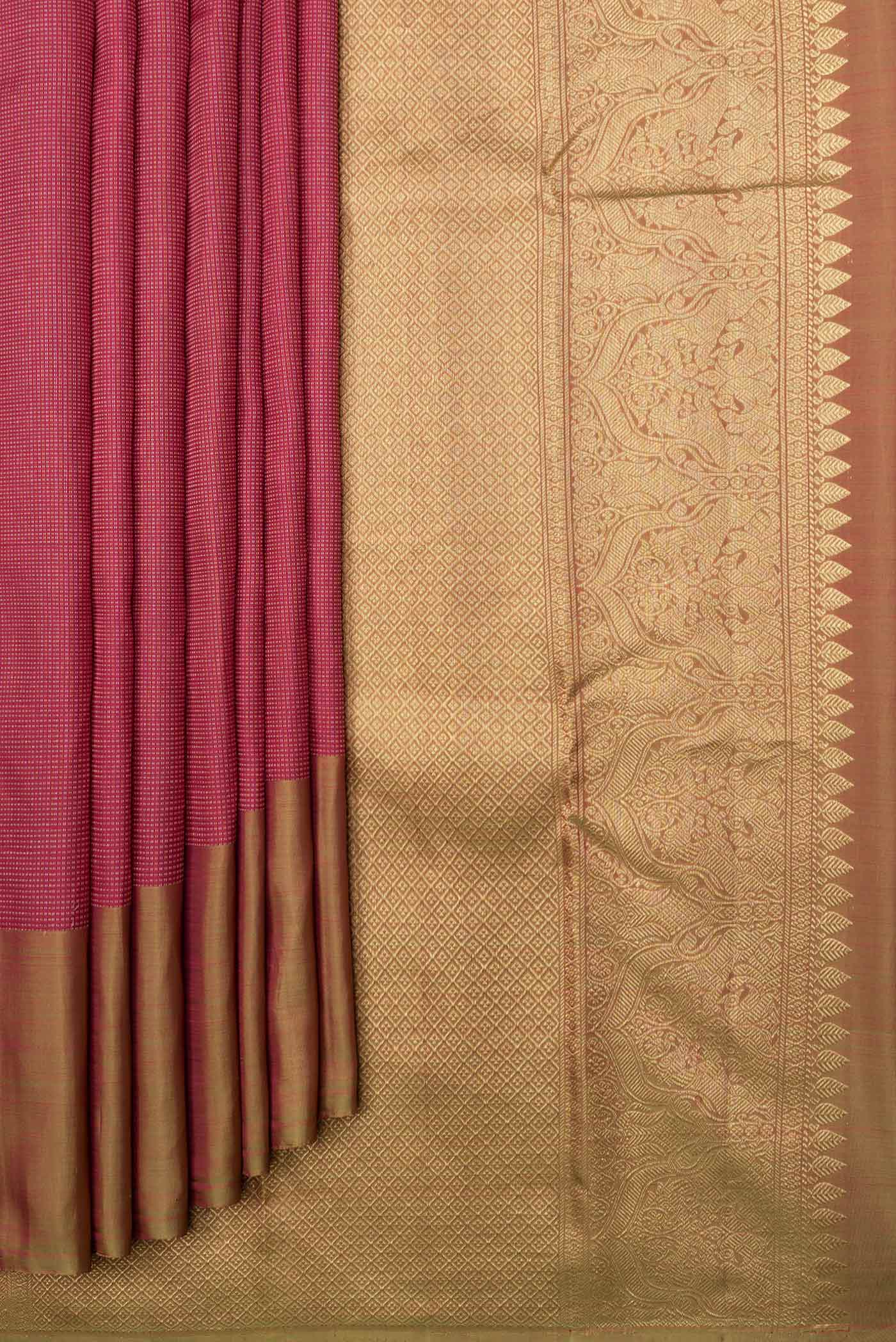 Maroon Dual Tone Kanchipuram Saree - Image 4