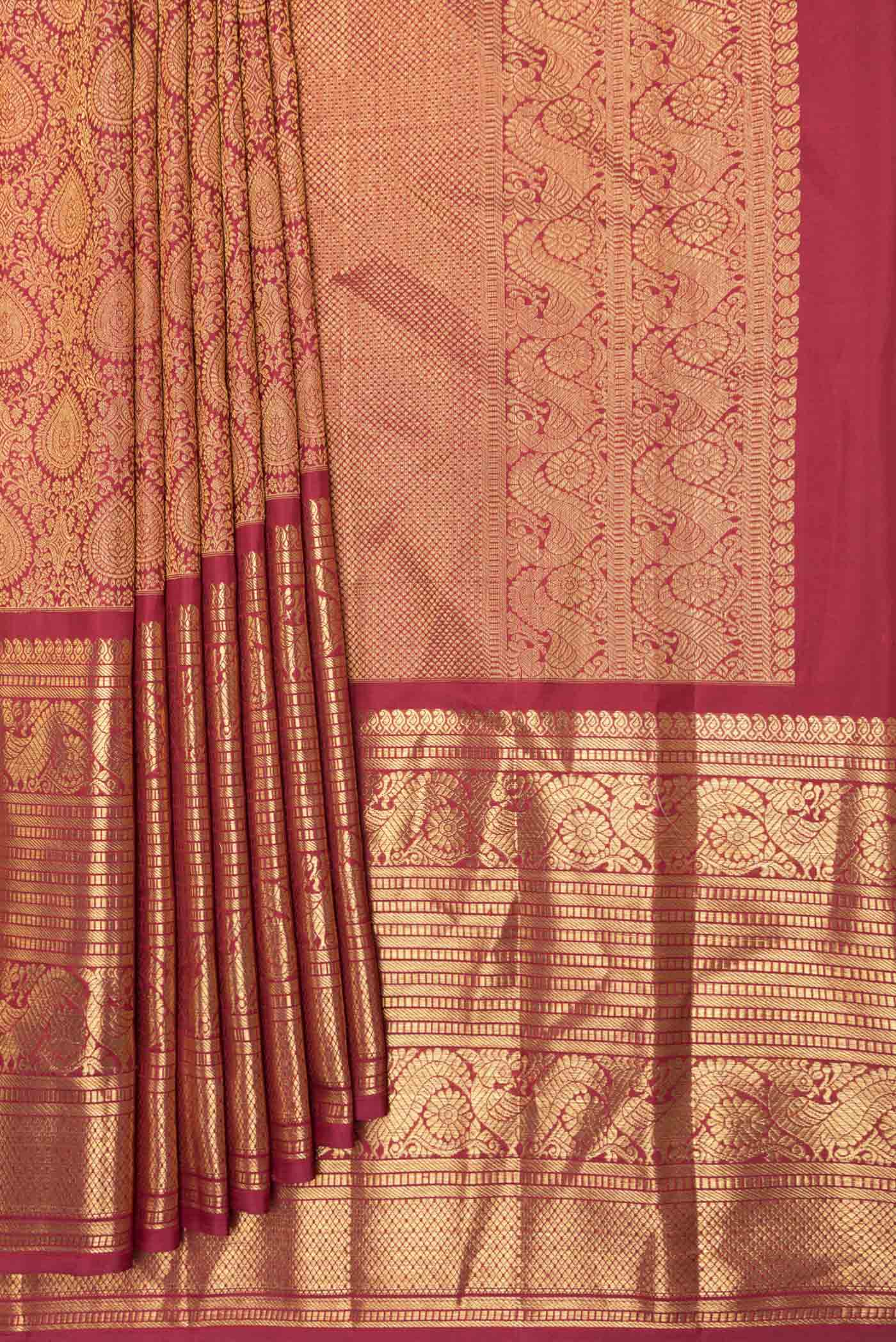 Maroon Dual Tone Kanchipuram Saree - Image 4
