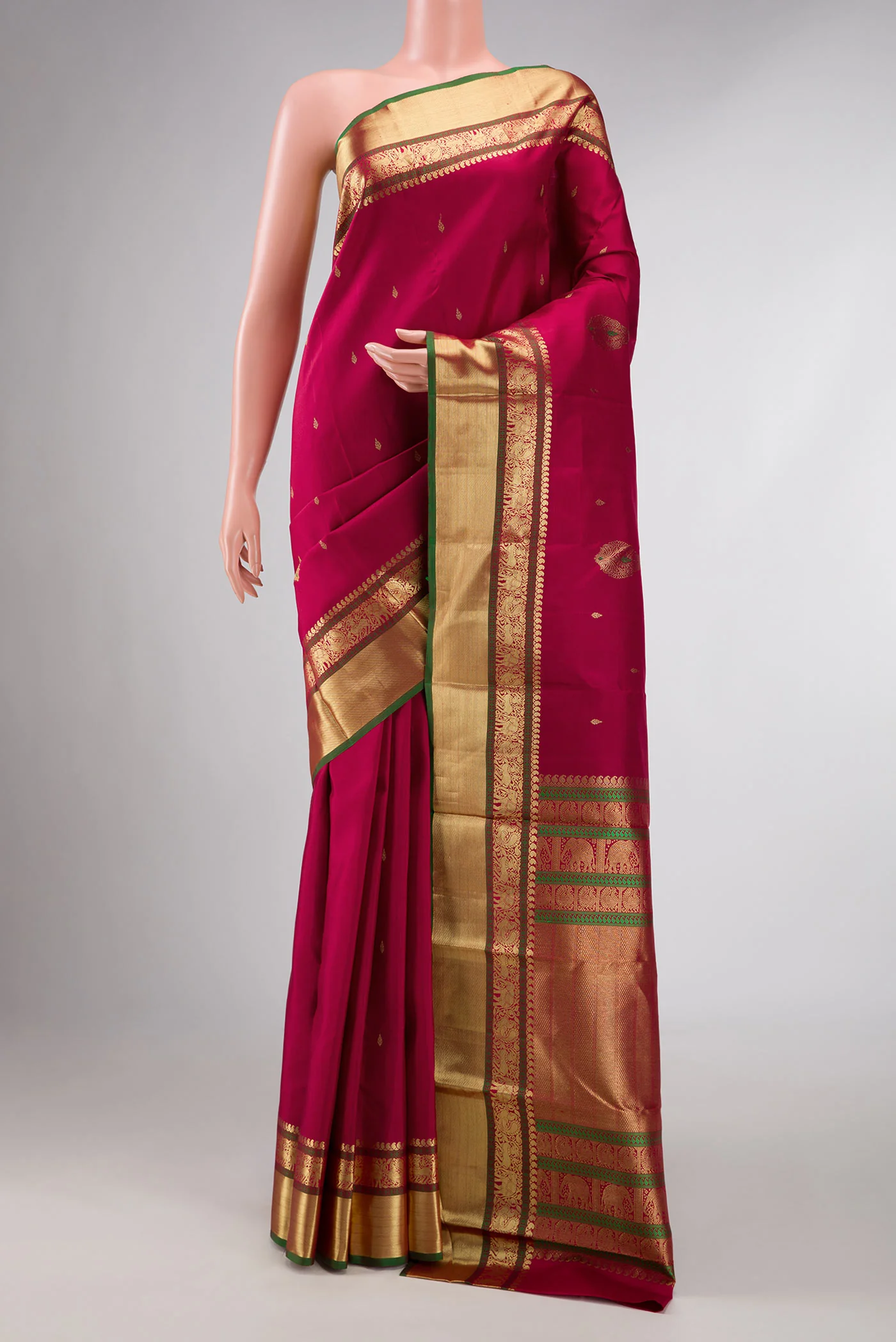 Dark Pink Kanchipuram Silk Saree