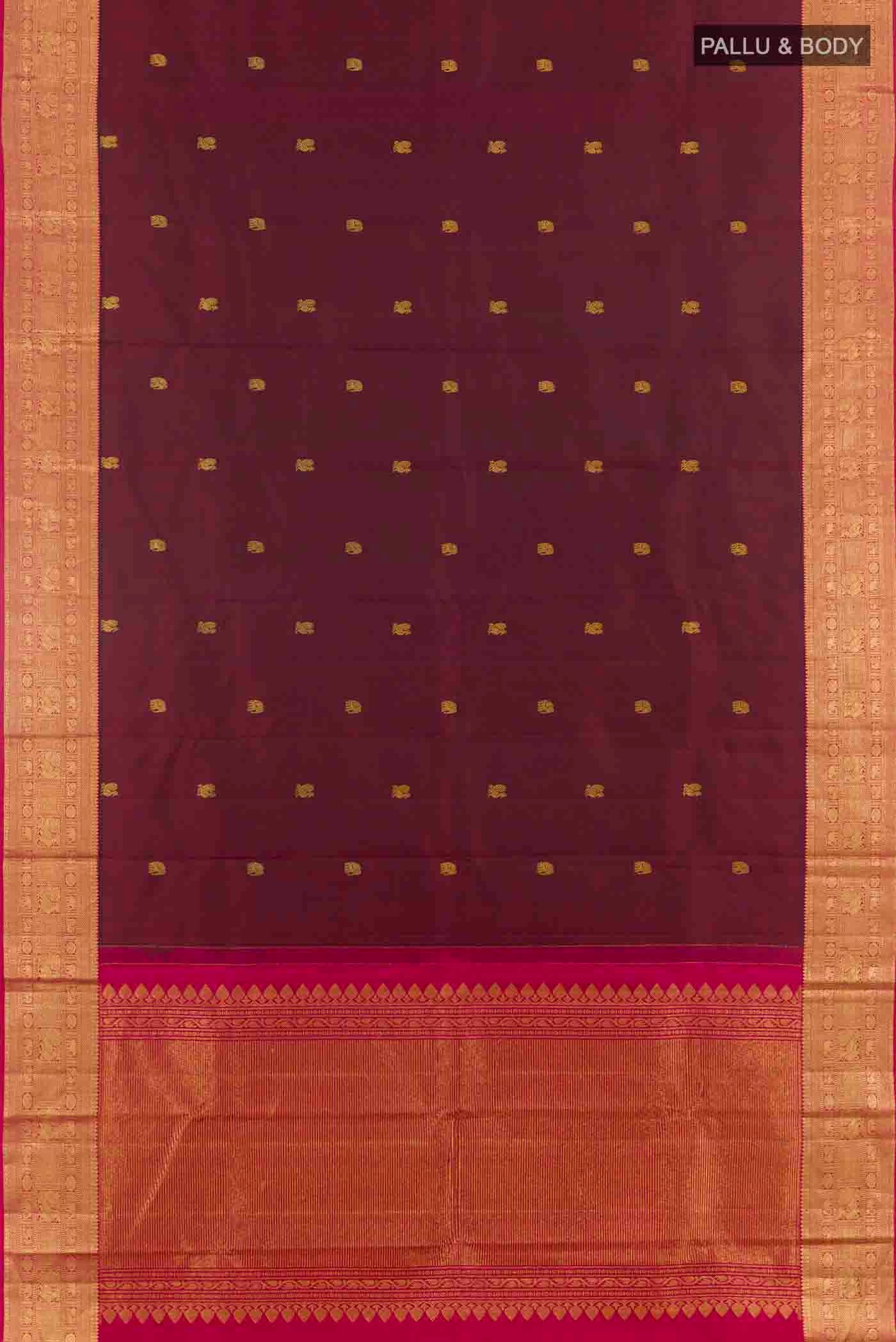 Maroon Dual Tone Kanchipuram Silk Saree - Image 6