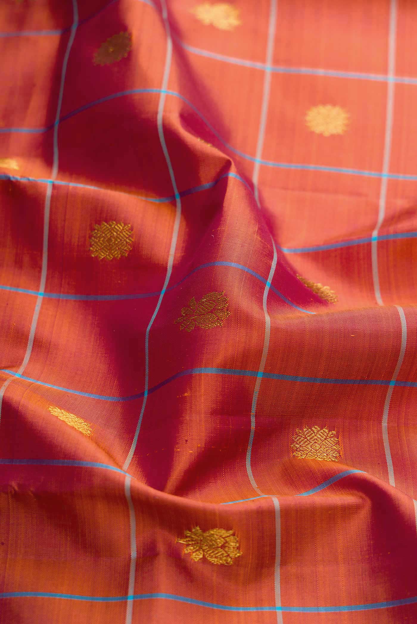 Rust Dual Tone Kanjivaram Silk Saree - Image 2